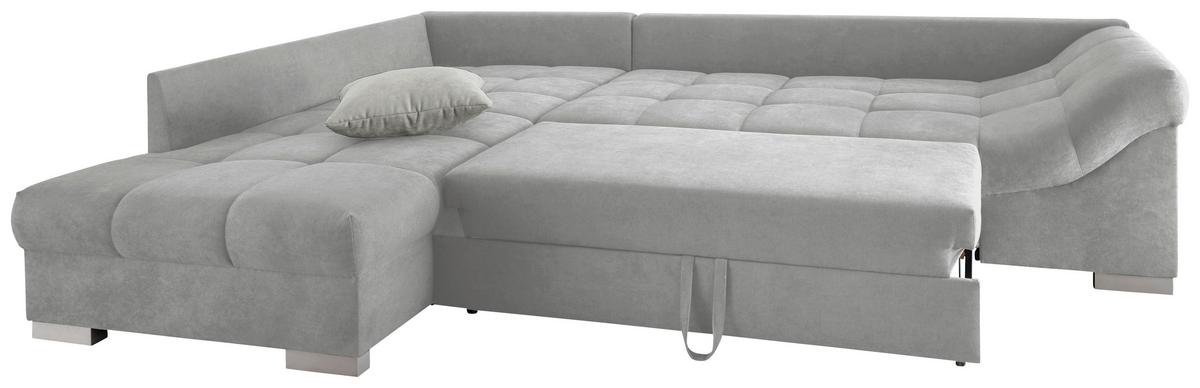 Wohnlandschaft Alvito Hellgrau Nylon/Mikrofaser - Silberfarben/Hellgrau, Design, Holz/Textil (202/298cm) - MID.YOU