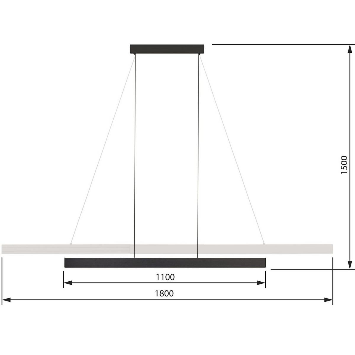 Hängeleuchte 103382220 Schwarz max. 10 Watt - Schwarz, MODERN, Metall (110-180/150/6,5cm)