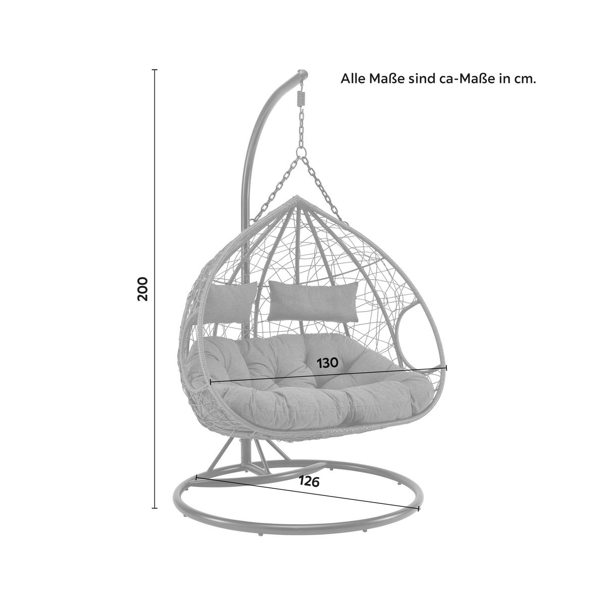 Hängesessel Enea Grau Metall/Kunststoff/Outdoorstoff - Grau, MODERN, Kunststoff/Textil (133/205/120cm) - Bessagi Garden