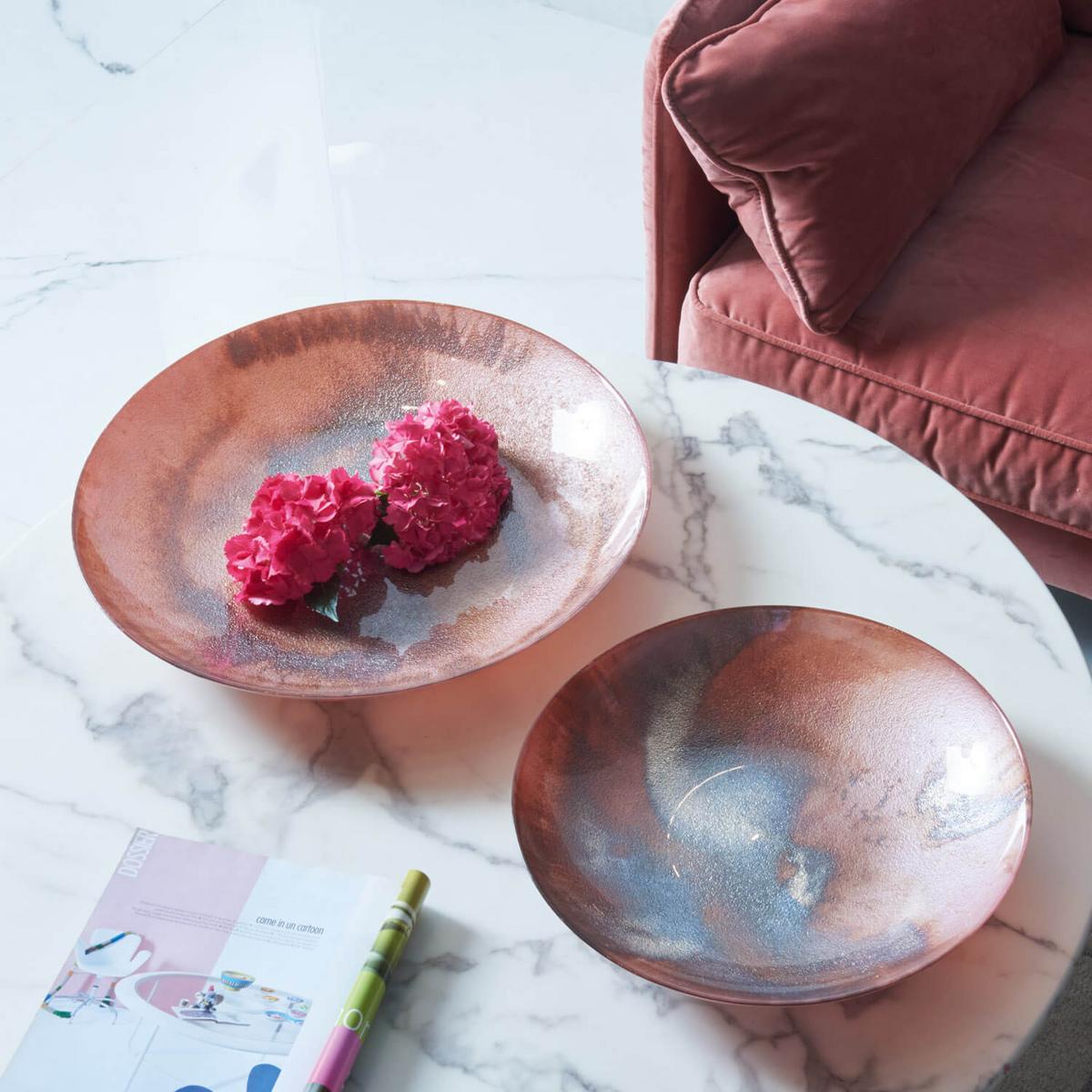 Dekoschale Grau/Altrosa - Altrosa/Grau, Basics, Glas (50,00/7,50/50,00cm) - Leonardo