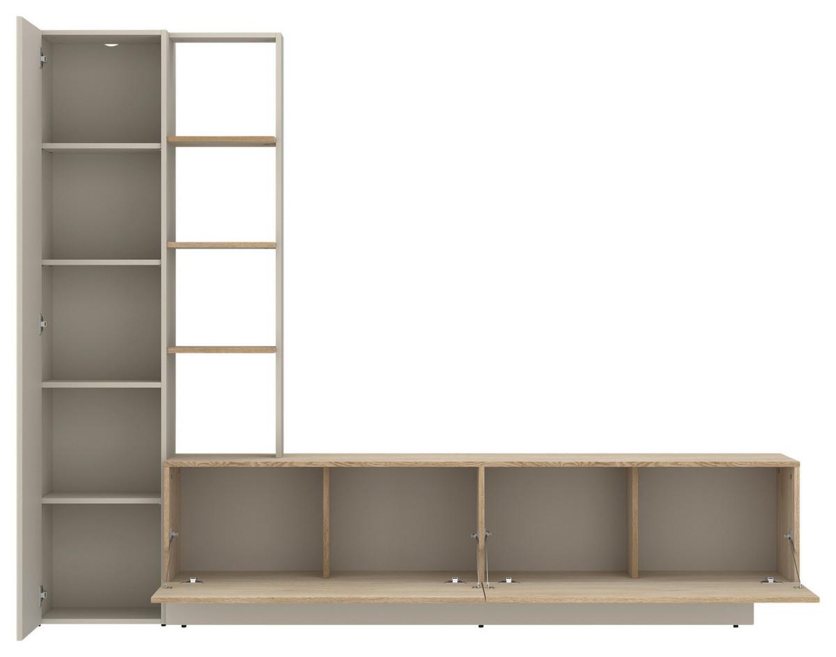 Ansamblu mobilier camera de zi RODA - cașmir/culoare lemn stejar, Trend, material pe bază de lemn (230/180,3/41,6cm) - Modern Living