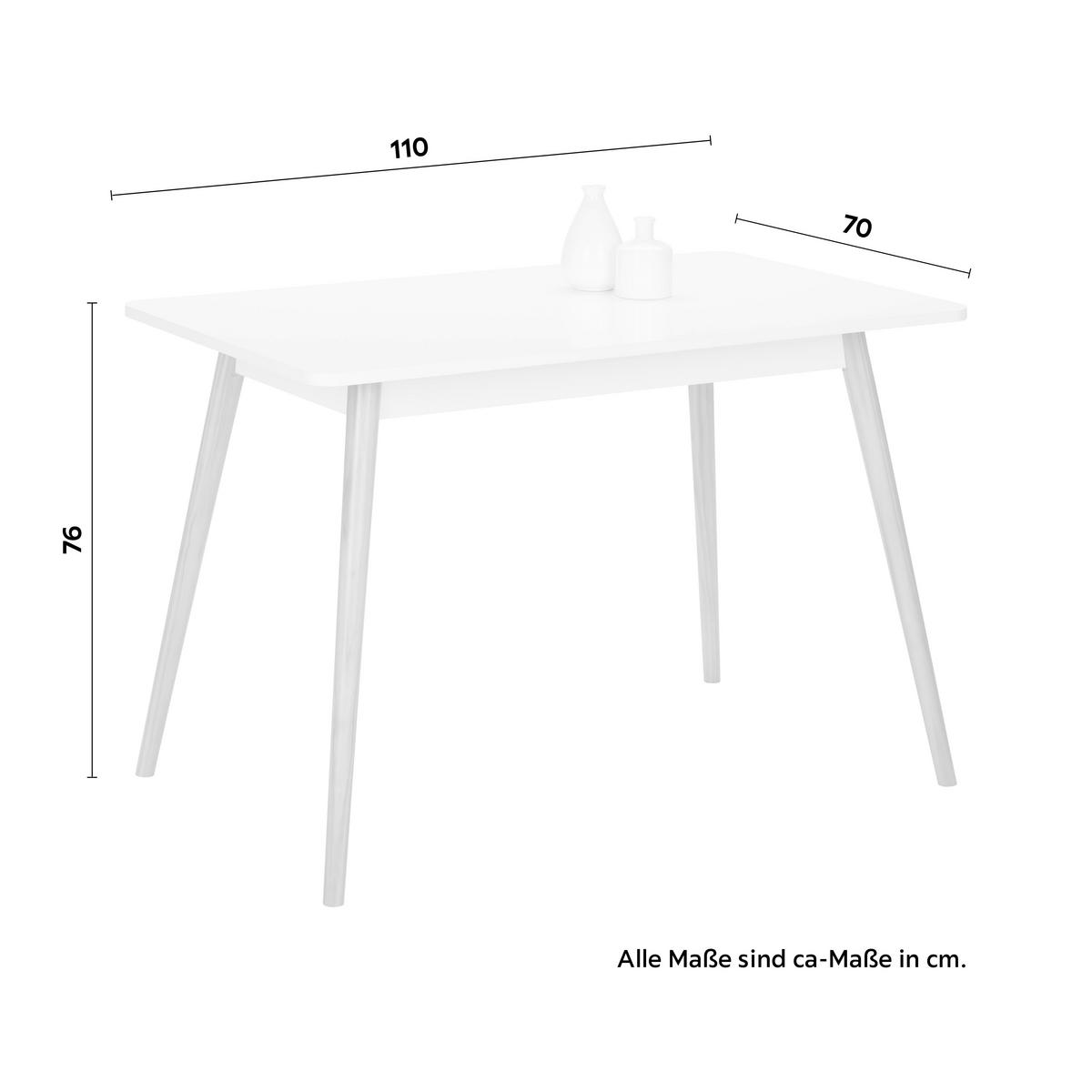 Esstisch aus Kiefer teilmassiv - Weiss/Naturfarben, Modern, Holz/Holzwerkstoff (110/76/70cm) - Based