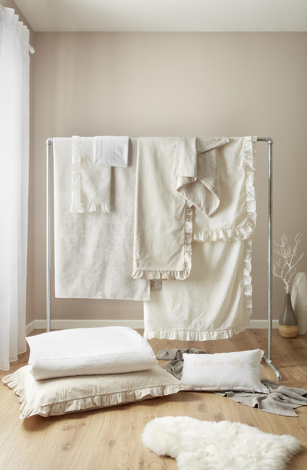 Ágyneműhuzat-garnitúra Rüschen - homok, Romantik / Landhaus, textil (140/200cm) - Zandiara