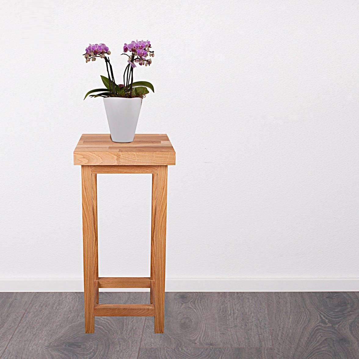 Universalhocker Echtholz Eiche massiv H: 60 cm - Eichefarben, Basics, Holz (30/60/30cm) - Gardenson