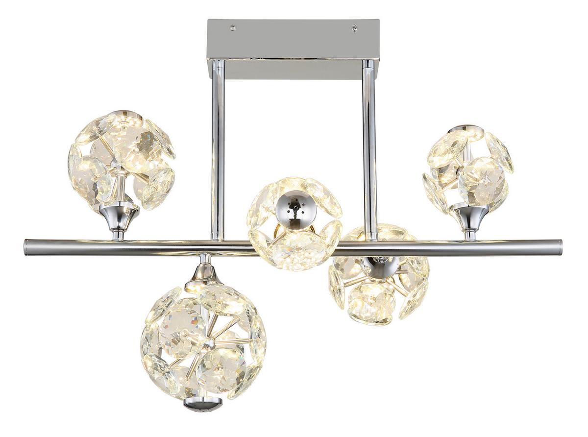 LED-DECKENLEUCHTE 16047-5DC VIRINA - Klar/Chromfarben, Konventionell, Glas/Metall (61/30/46cm) - Globo
