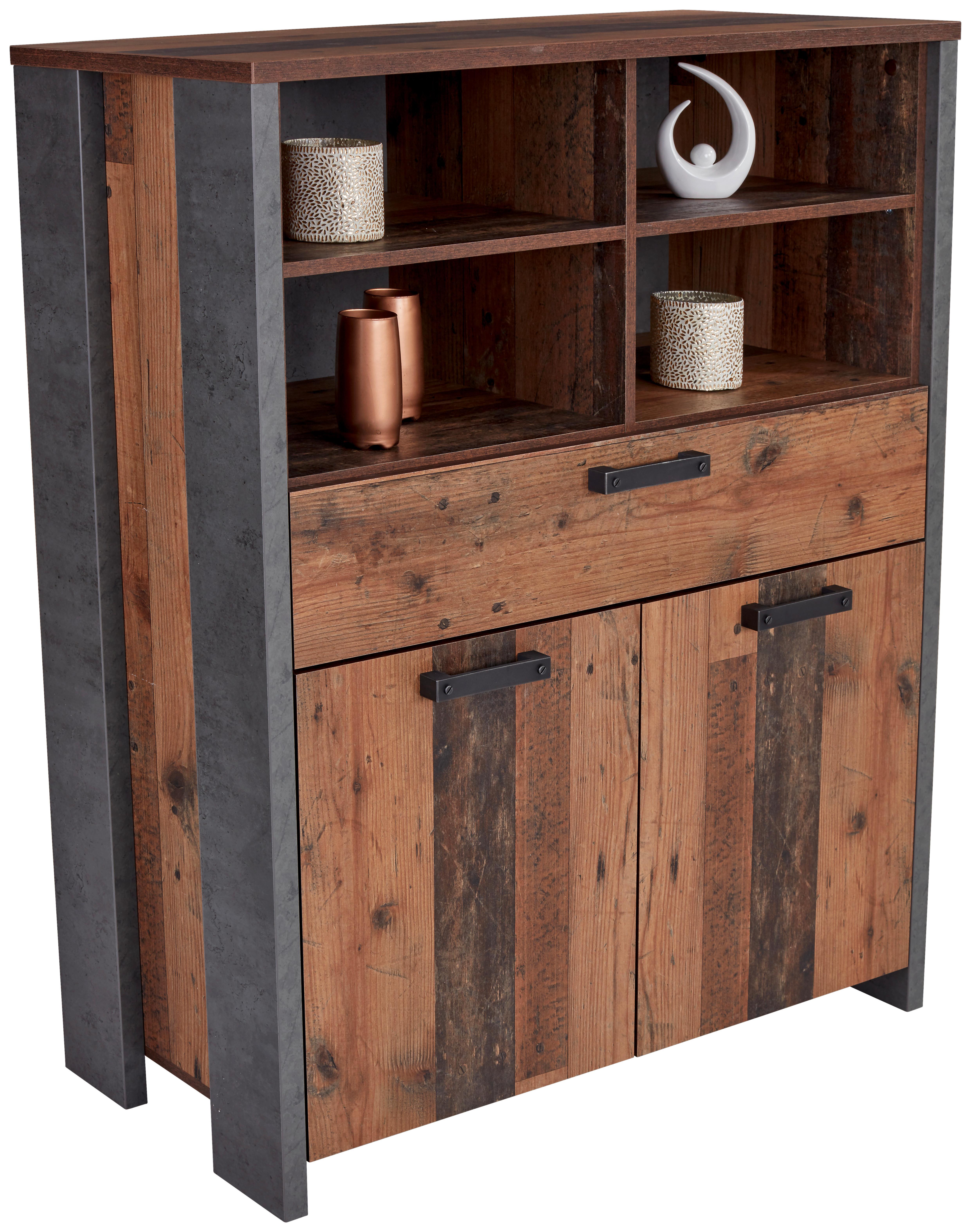 Visoka Komoda Clif - temno siva/črna, Moderno, kovina/umetna masa (107/128/42cm) - Zandiara