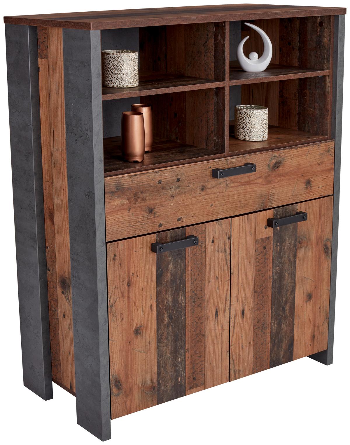 Visoka Komoda Clif - temno siva/črna, Moderno, kovina/umetna masa (107/128/42cm) - Zandiara