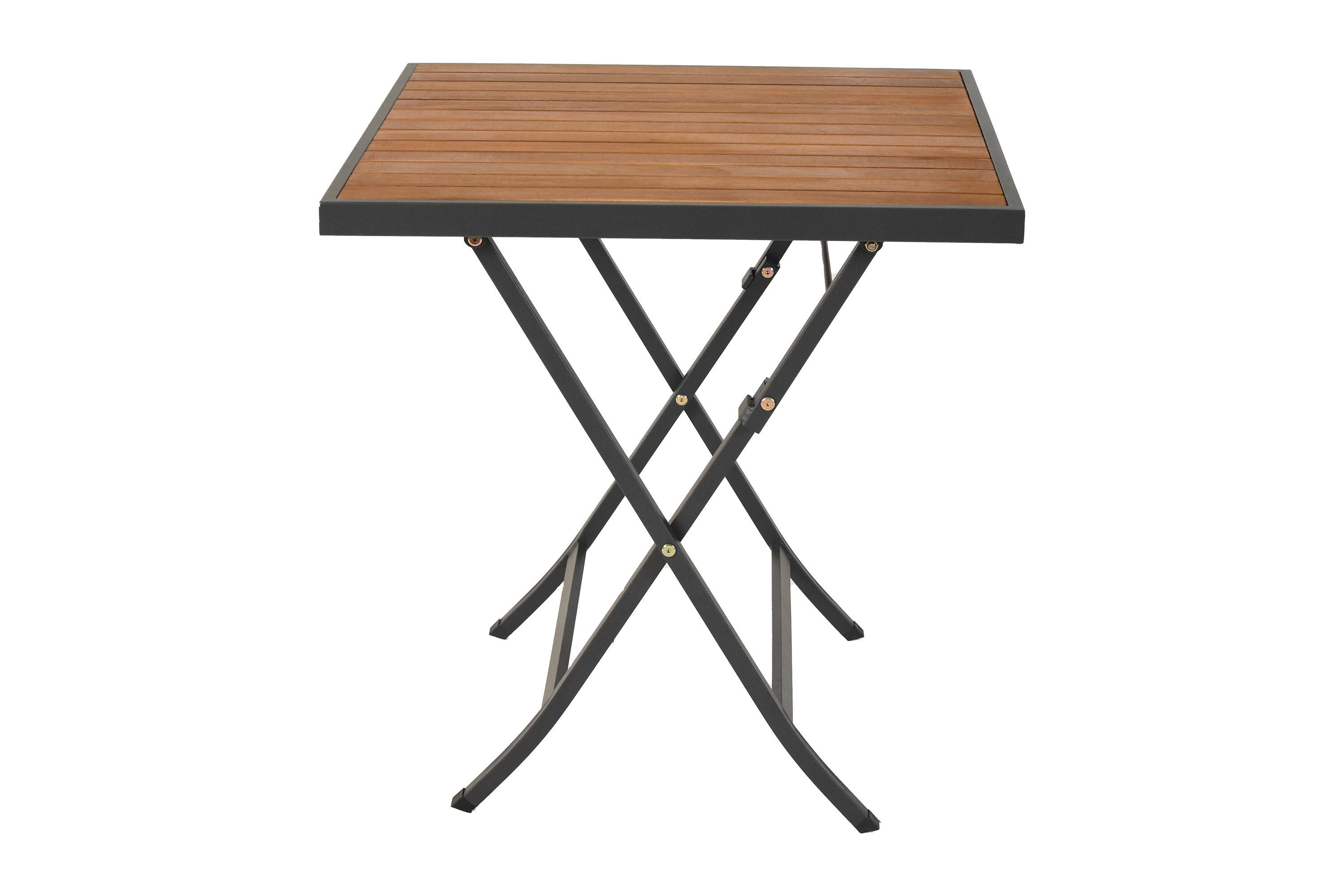 Gartenklapptisch Patmos Holz - Graphitfarben/Akaziefarben, KONVENTIONELL, Holz/Metall (70/70/73cm) - Gardenson