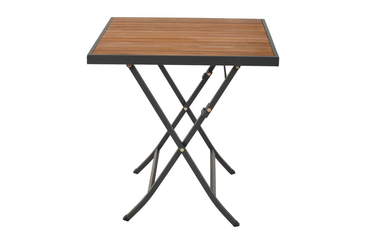 Gartenklapptisch Patmos Holz - Graphitfarben/Akaziefarben, KONVENTIONELL, Holz/Metall (70/70/73cm) - Gardenson