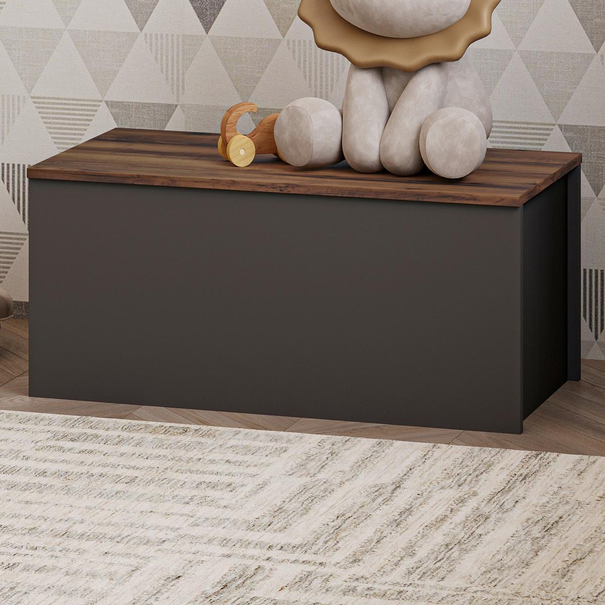 Truhe Florya Aufbewahrungsschrank - Eichefarben/Anthrazit, Design, Holz (45/45,5/90cm) - Livetastic