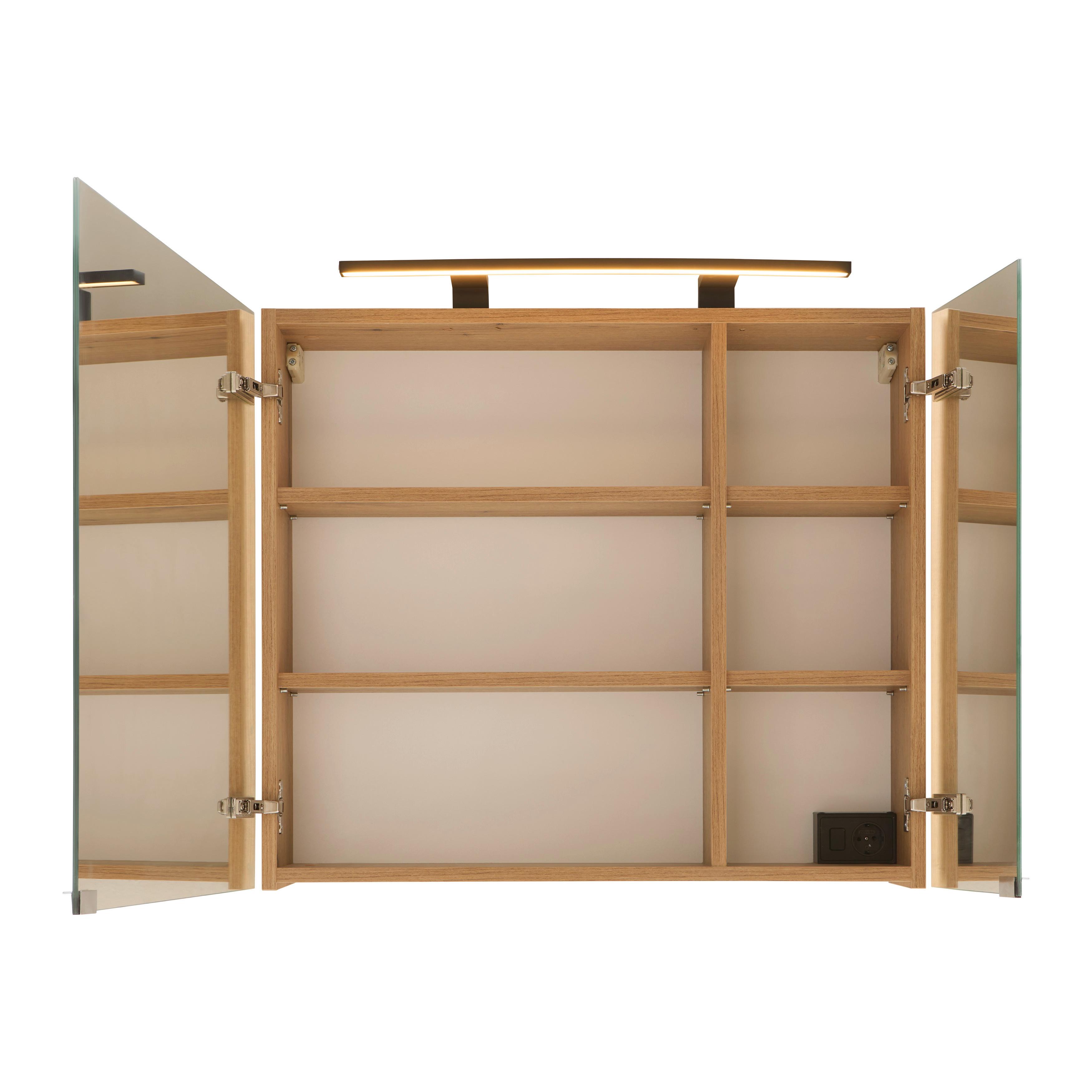 SPEGELSKÅP ARIS -EXKLUSIV- - svart/ekfärgad, Modern, metall/trämaterial (80/70/20cm) - Mömax