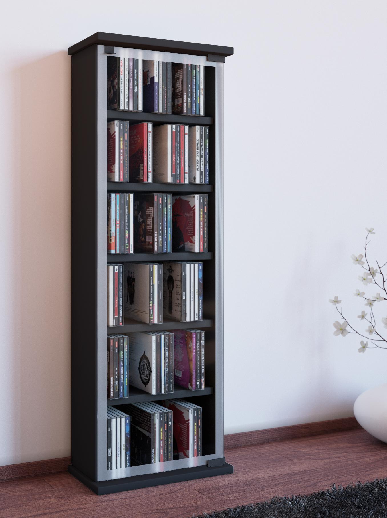 CD-Regal Classic in Schwarz, B: 31 cm - Schwarz, KONVENTIONELL, Glas/Holzwerkstoff (31/92/18cm) - MID.YOU