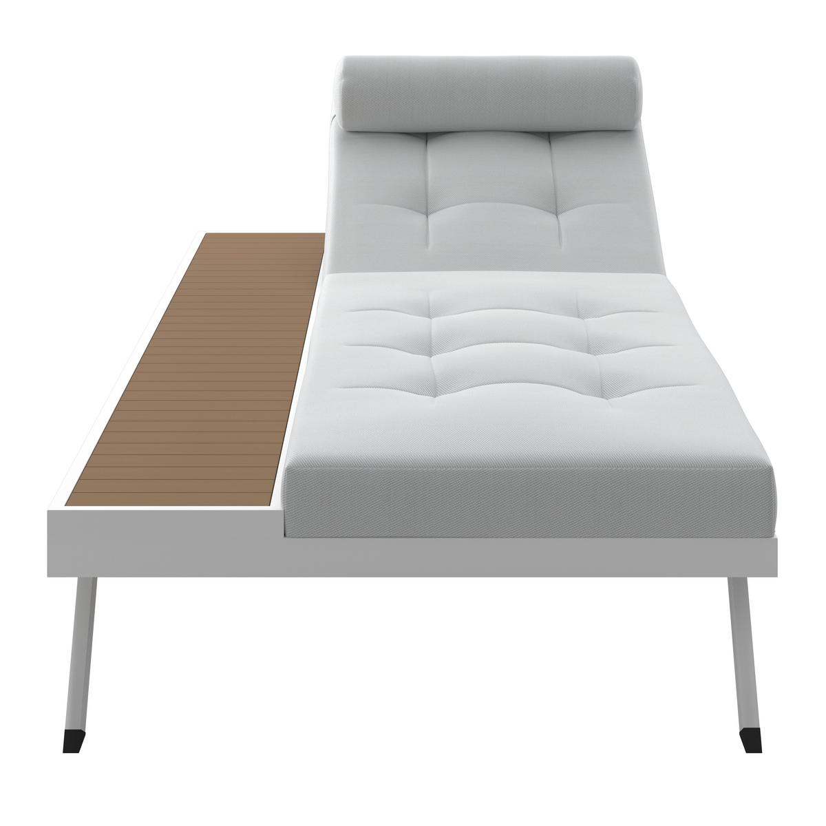 Gartenliege Avolina Steingrau Outdoorstoff/Metall +Abdeckung - Hellgrau/Weiß, MODERN, Kunststoff/Textil (199/30/86cm) - Bessagi Garden