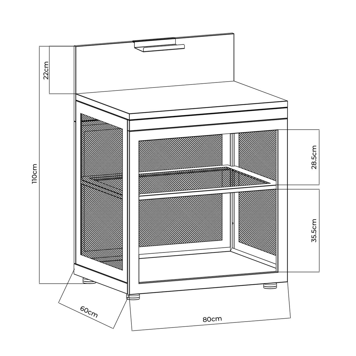 Outdoorküchenunterschank Origin Anthrazit - Anthrazit, Basics, Metall (80/110/60cm) - Gardenson