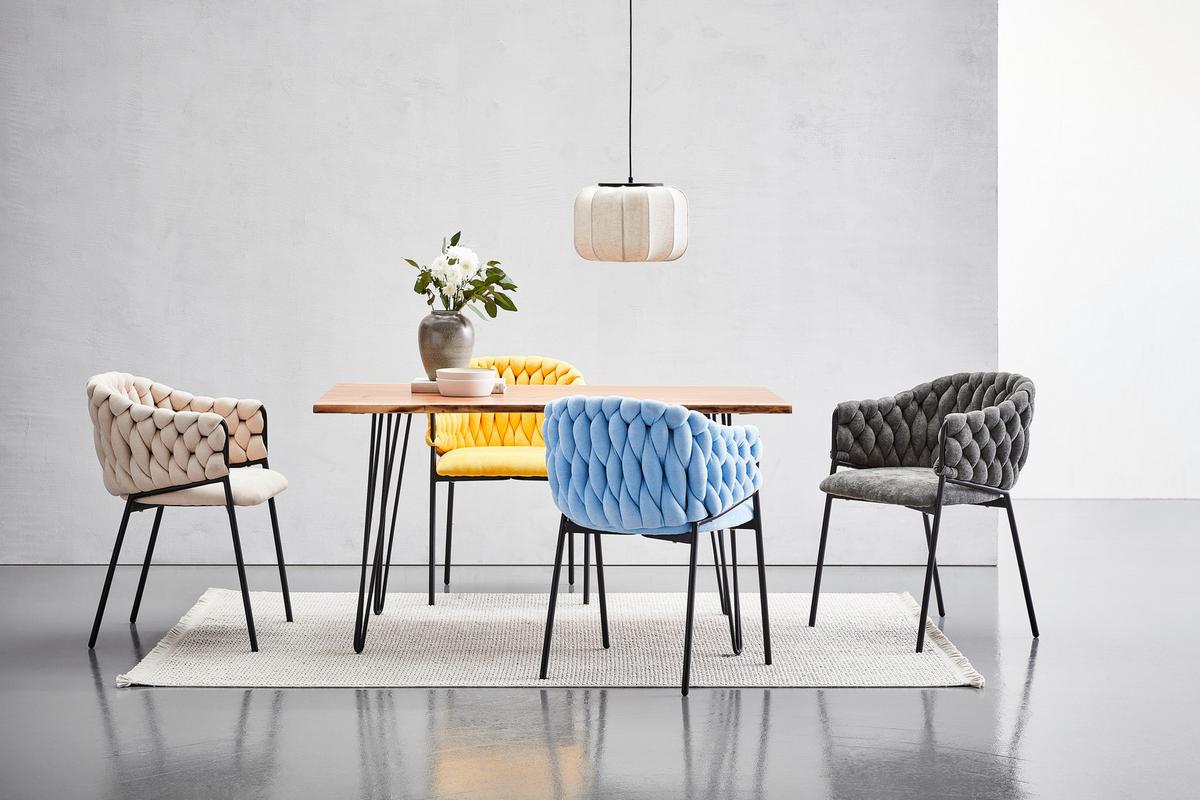 KRZESŁO Z PODŁOKIETNIKAMI WAVY BUBBLE - czarny/szary, Design, metal/tkanina (56/80/61cm) - Novel