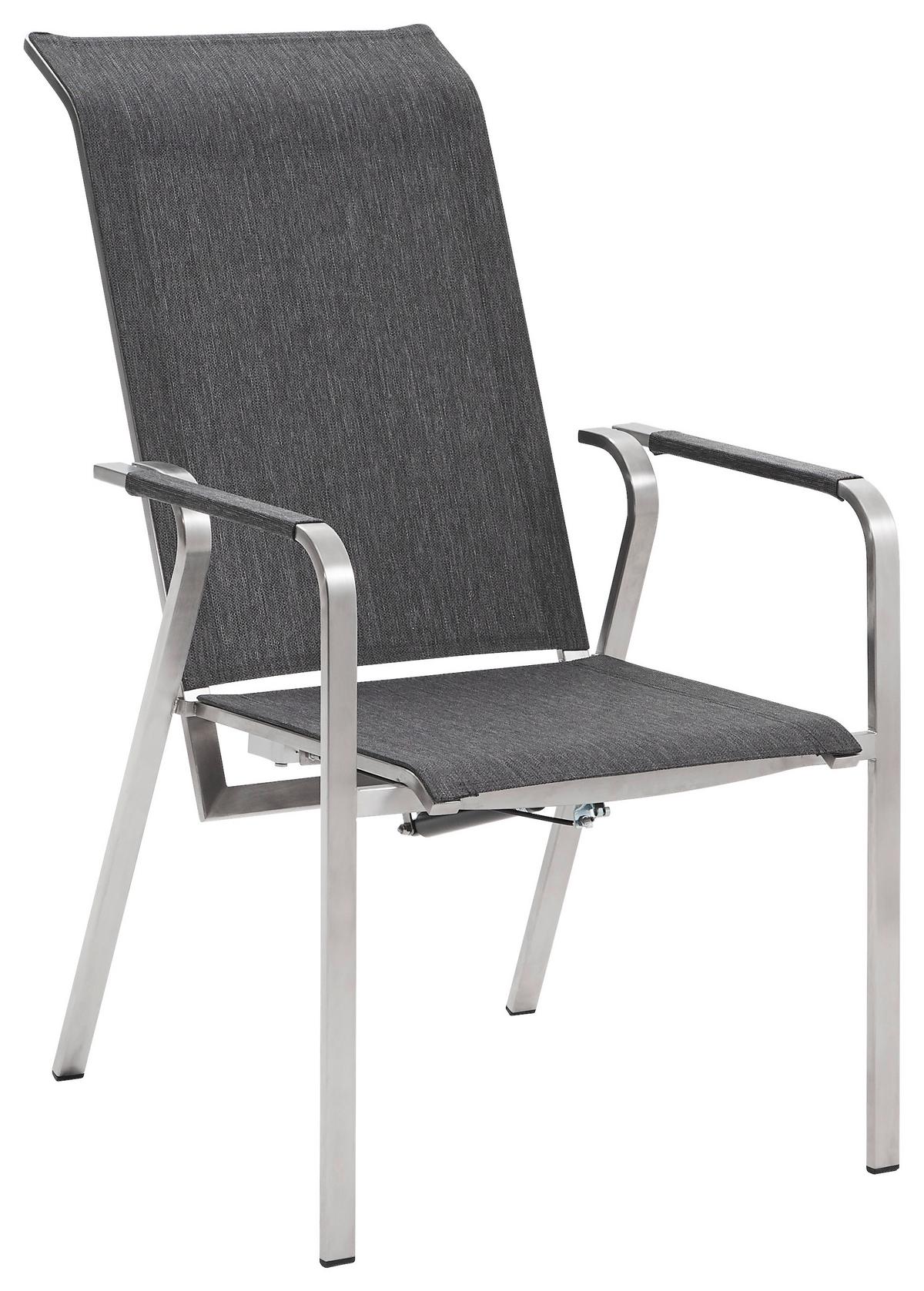 OGRODOWY FOTEL RELAKSACYJNY CAP BENAT MOVE - antracytowy/kolor stalowy, Design, metal/tkanina (55/110/62cm) - Mömax