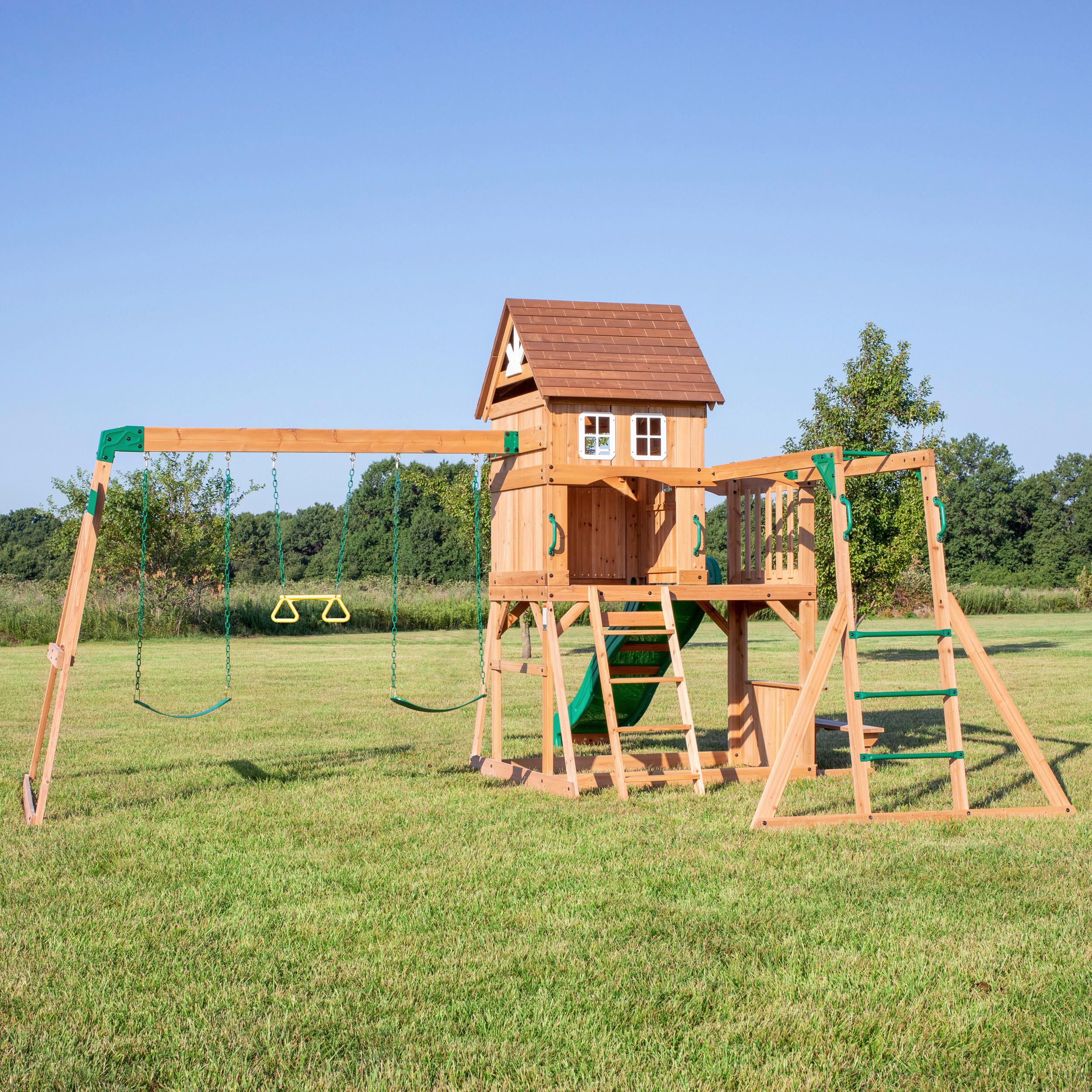 Spielturm Montpelier Braun/Grün - Braun/Grün, KONVENTIONELL, Holz (490/470/290cm) - Ambia Garden