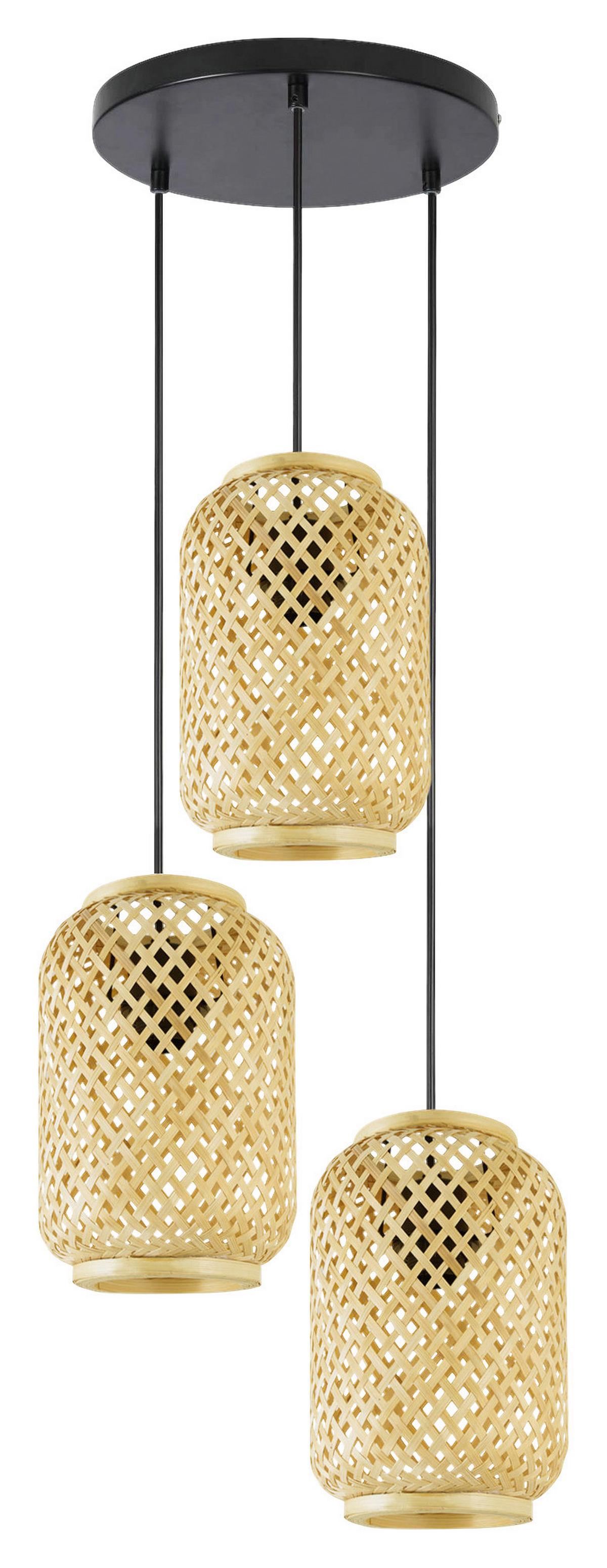 LAMPA WISZĄCA MONIQUE - kolor naturalny/czarny, Trend, materiały naturalne/metal (41/120cm) - Novel
