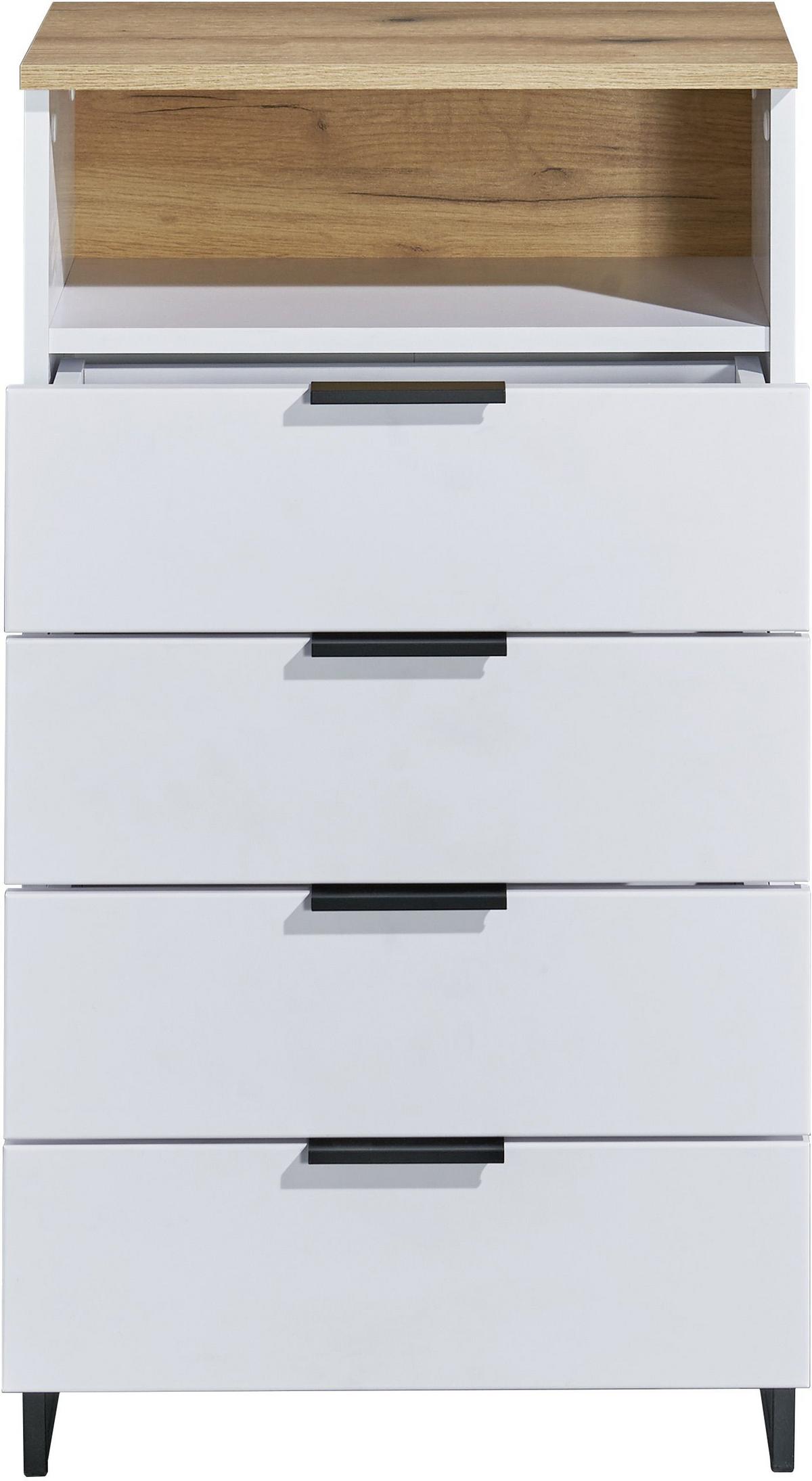 SZAFKA ŚREDNIA DENVER - kolor dębowy/czarny, Konventionell, materiał drewnopochodny/metal (50/91/32cm) - home24