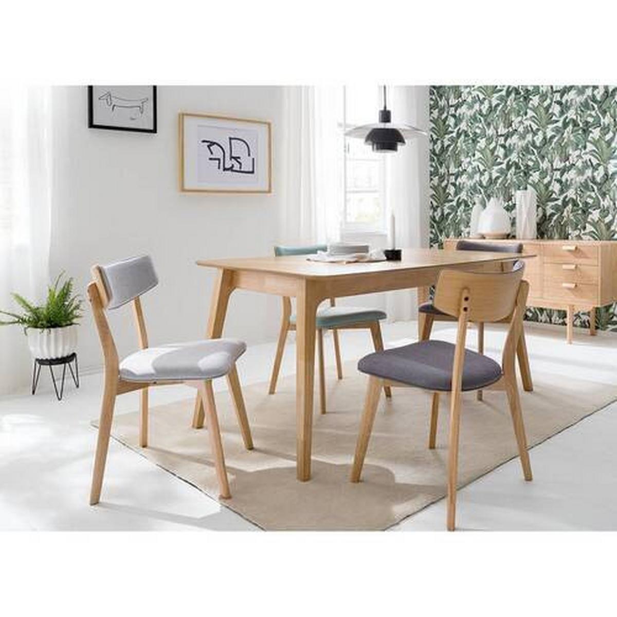 KRZESŁO COLSON - kolor naturalny/jasnoszary, Modern, drewno/tkanina (49.5/80/49.5cm) - home24