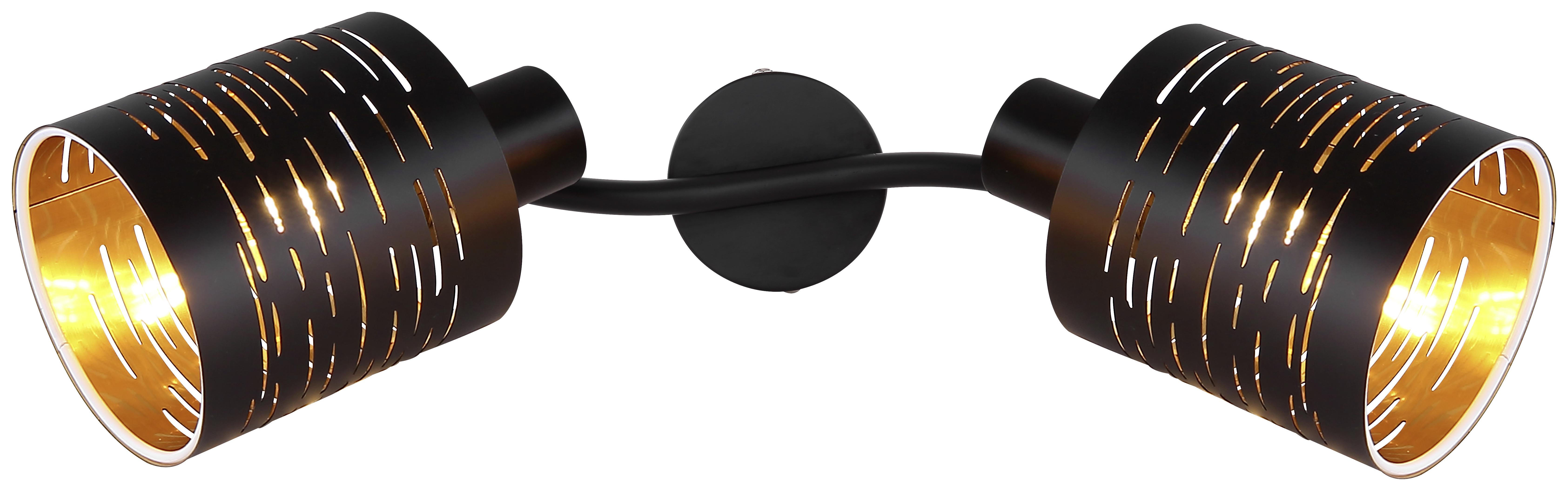 Strahler Tunno in Schwarz max. 15 Watt - Goldfarben/Schwarz, Design, Kunststoff/Metall (29,6/10/16cm) - Globo