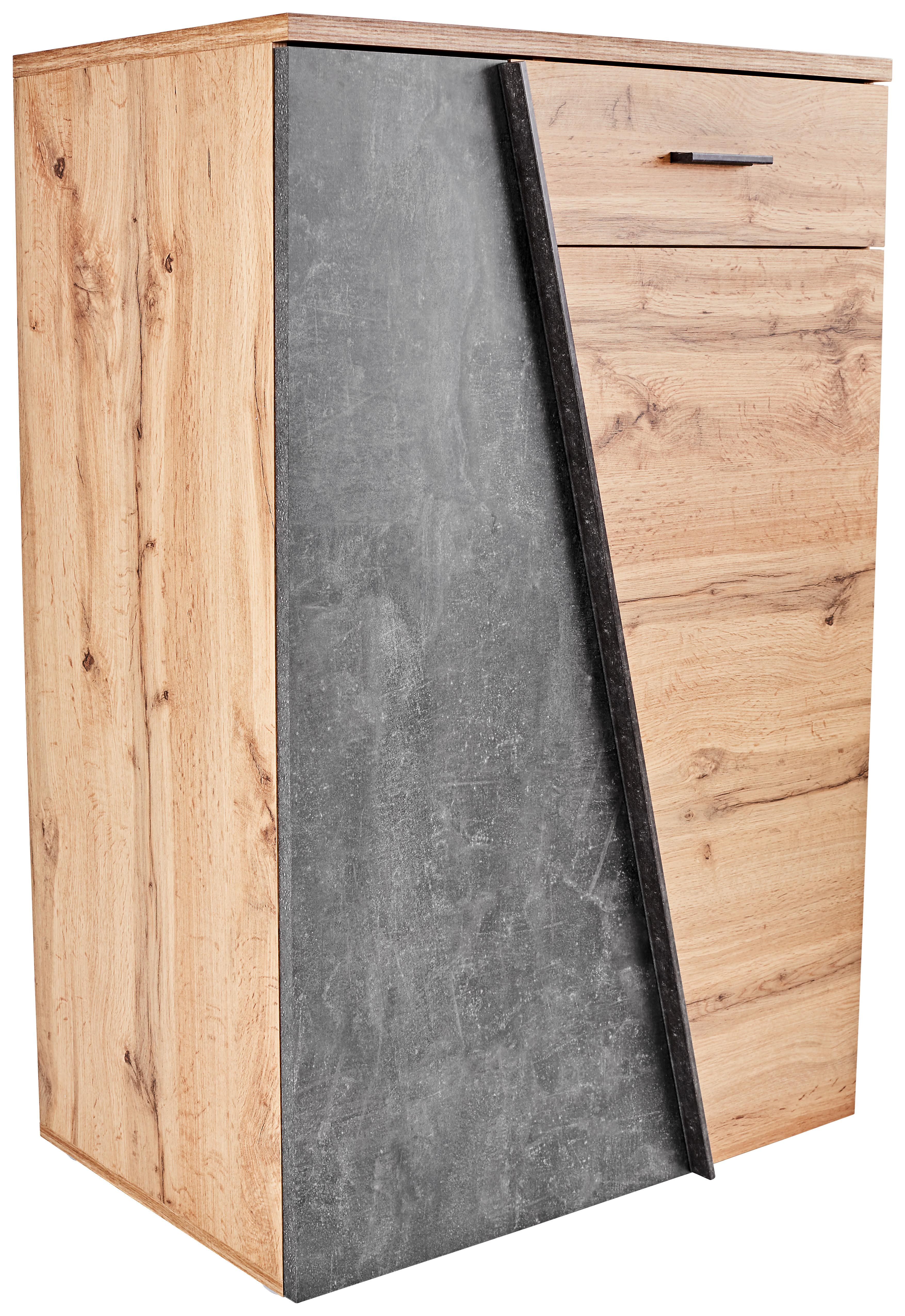 Comodă Venedig - culoare lemn stejar/gri, Modern, material pe bază de lemn (80/110/40cm)