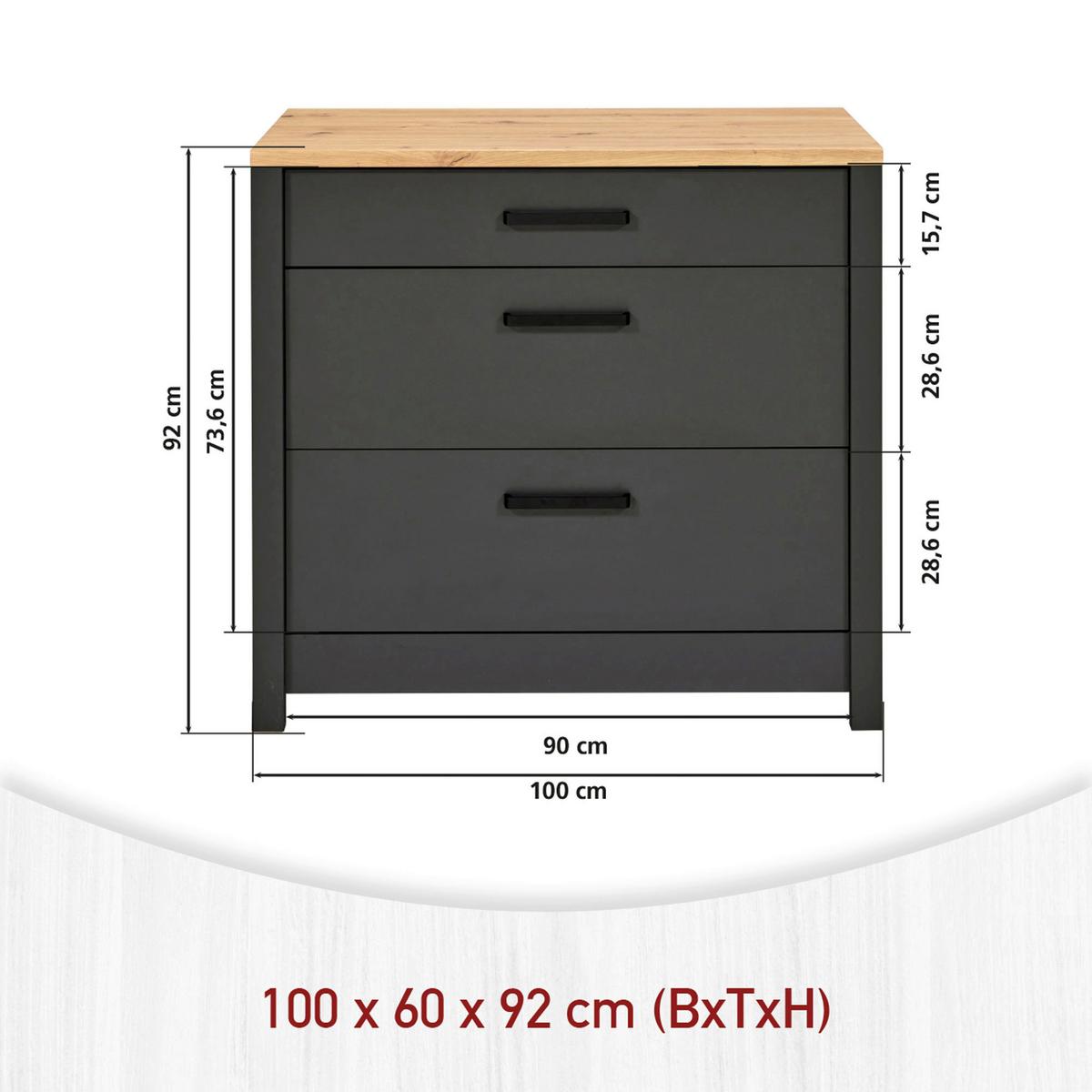 Küchenleerblock Bundle 7 o. Geräte Anthrazit - Anthrazit/Schwarz, MODERN, Glas/Holzwerkstoff (370cm) - home24