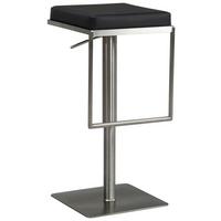Barhocker Lederlook Schwarz - Silberfarben/Schwarz, Design, Textil/Metall (38/91/39cm) - MID.YOU