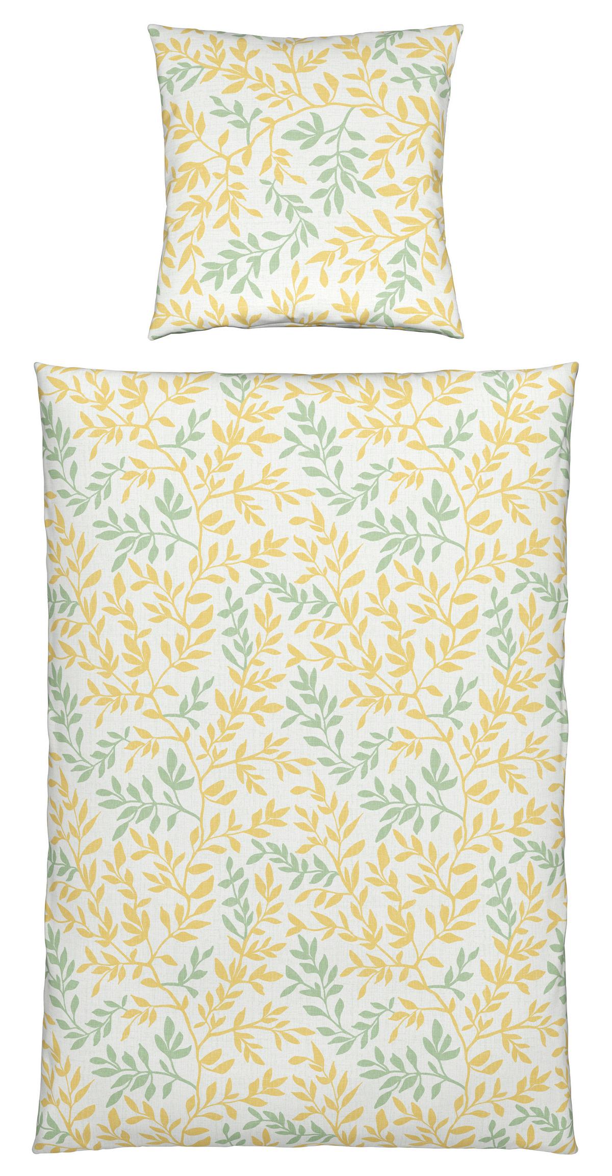 Bettwäsche Siglinde XL in Gelb/Grün ca. 155x220cm - Gelb/Grün, KONVENTIONELL, Textil (155/220cm) - Modern Living