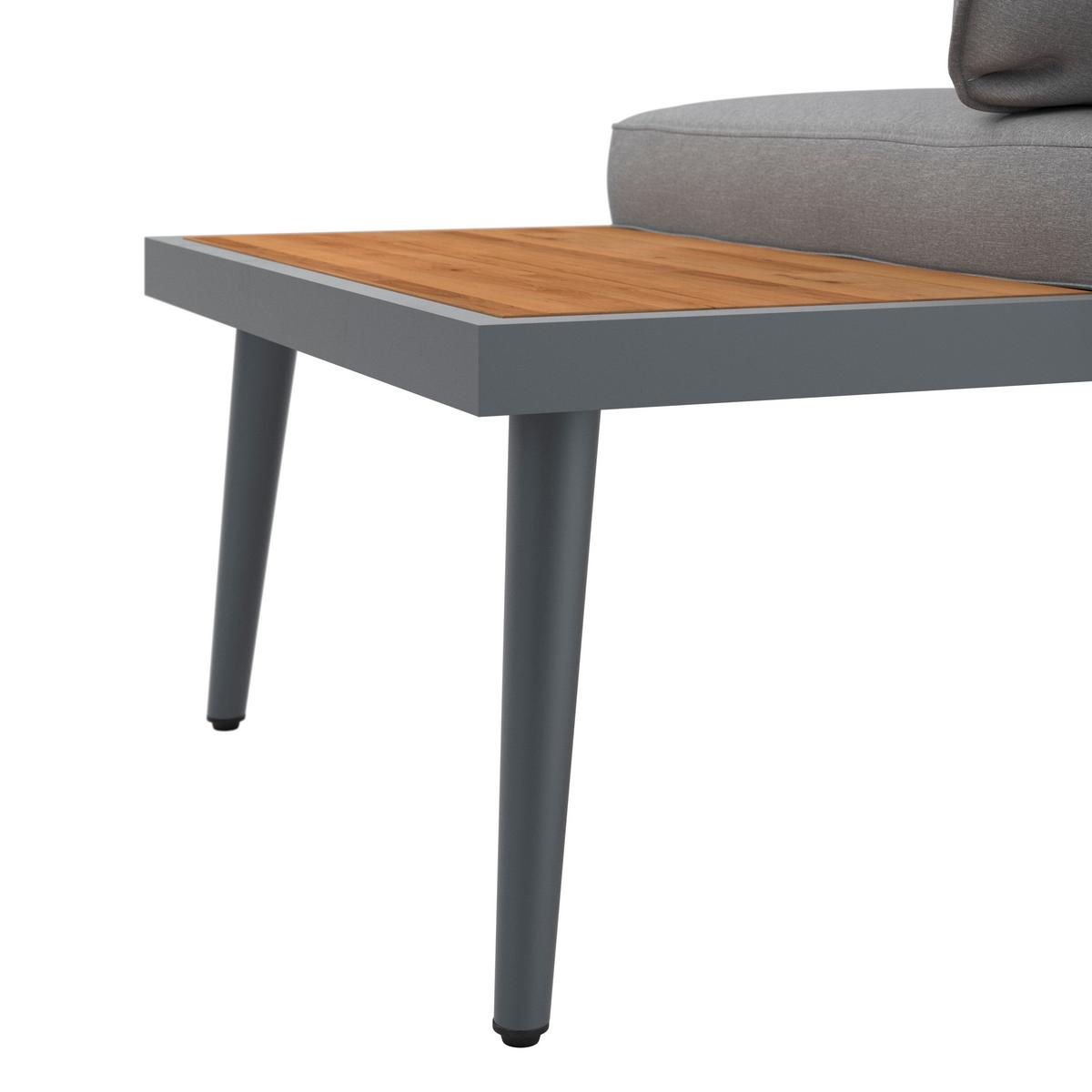 Loungegarnitur-Set Sallie Grau Holz/Metall/Outdoorstoff - Schwarz/Naturfarben, MODERN, Holz/Metall (205/76,5/58,5cm) - Bessagi Garden