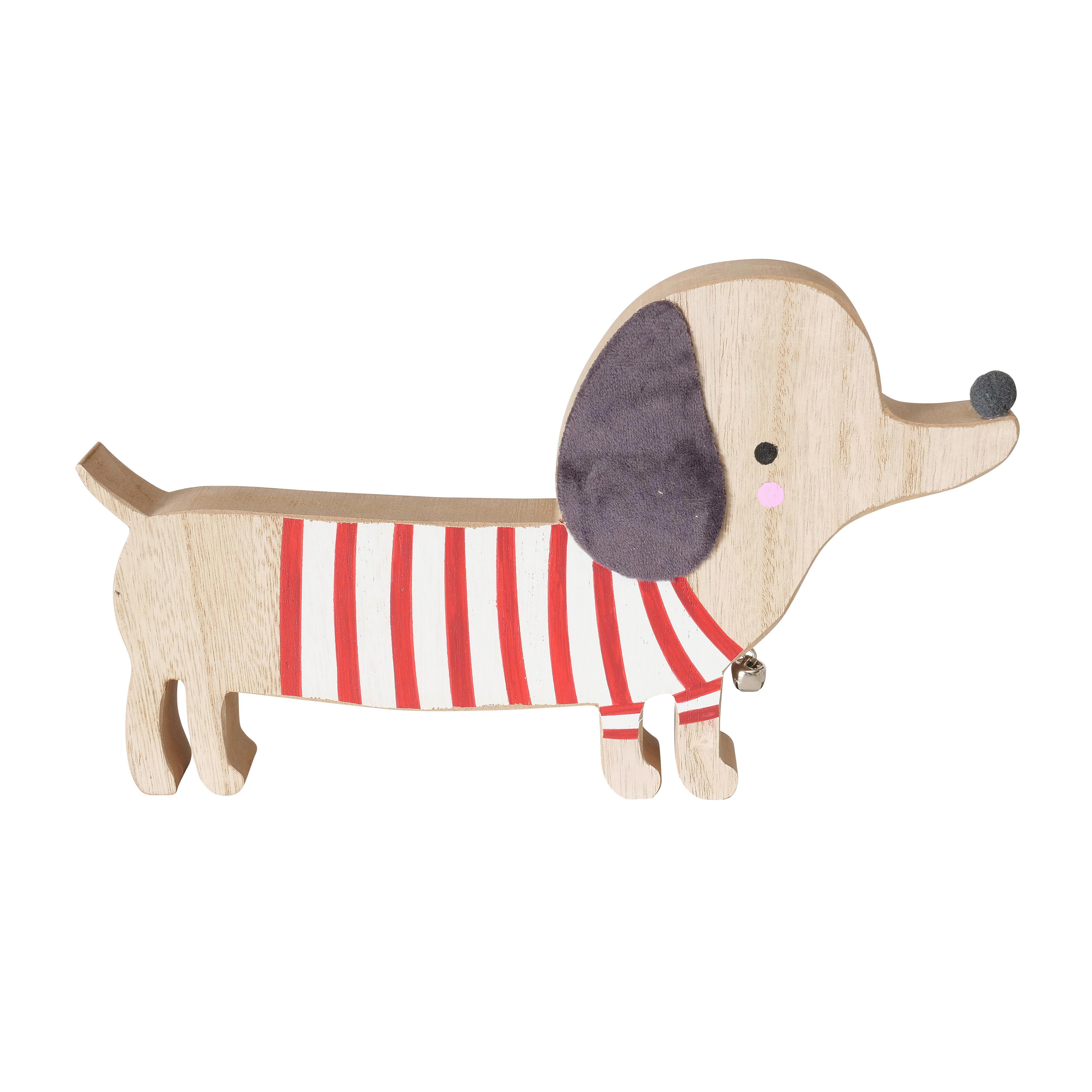 Dekor Kutya Barney - natúr színű/piros, Konventionell, faalapú anyag/textil (28/2,5/29cm) - Modern Living