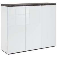 Cipősszekrény Mundi - fehér/szürke, Modern, faalapú anyag/fém (120/102/35cm) - Premium Living