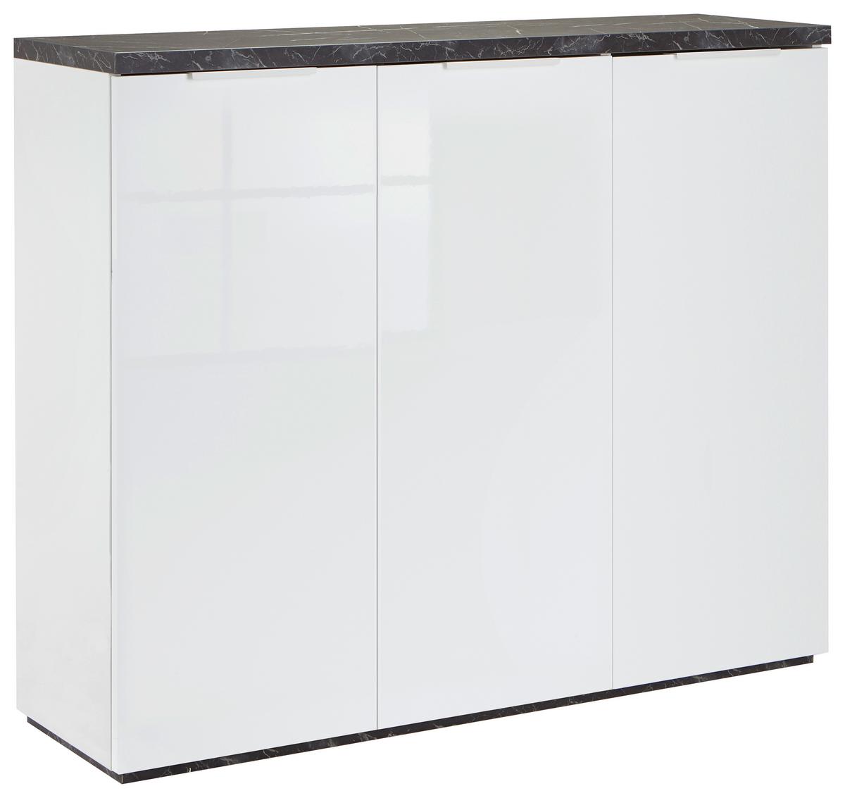Cipősszekrény Mundi - fehér/szürke, Modern, faalapú anyag/fém (120/102/35cm) - Premium Living