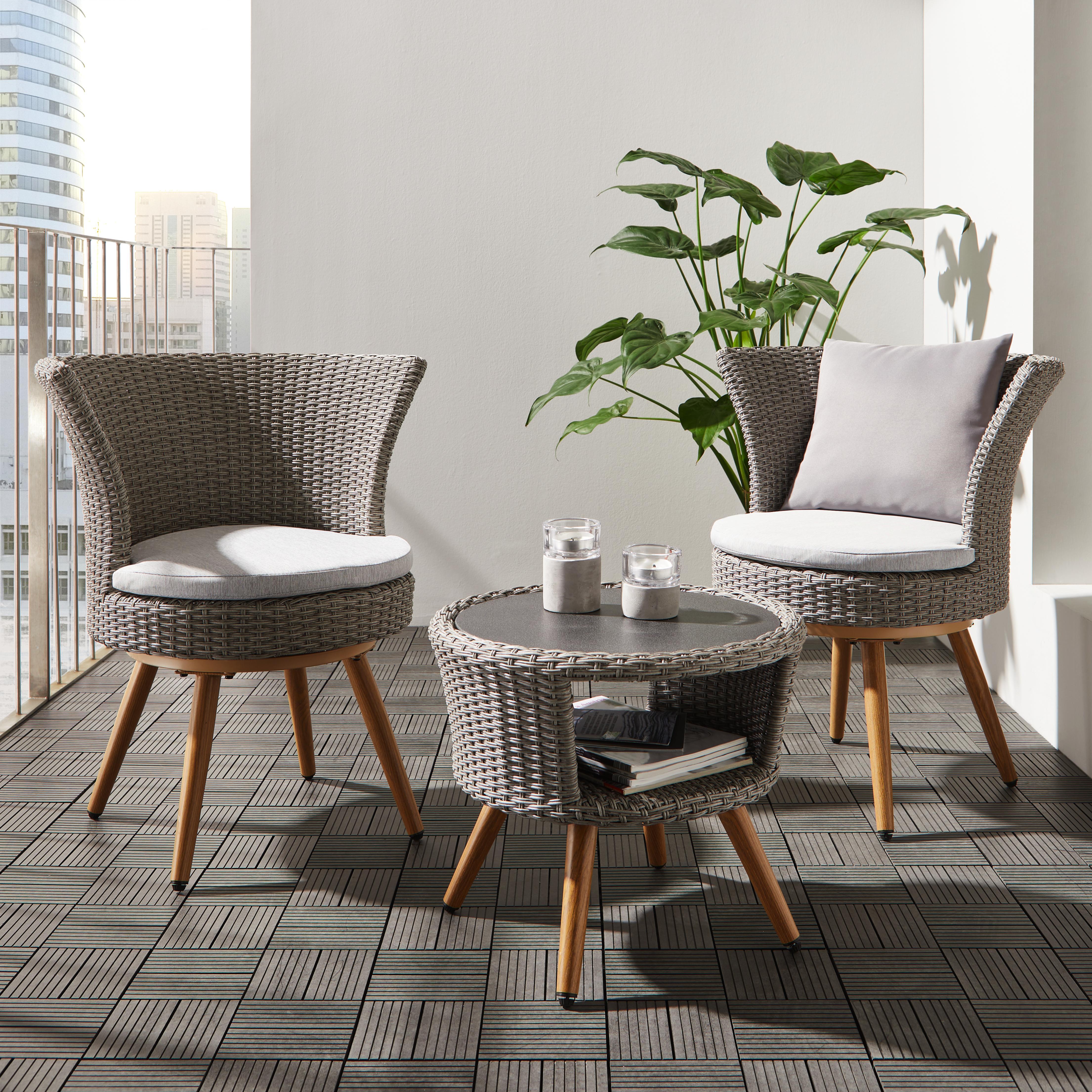 BALKONSET Paola in Weiß/Hellgrau - Hellgrau/Weiß, MODERN, Glas/Kunststoff - Bessagi Garden