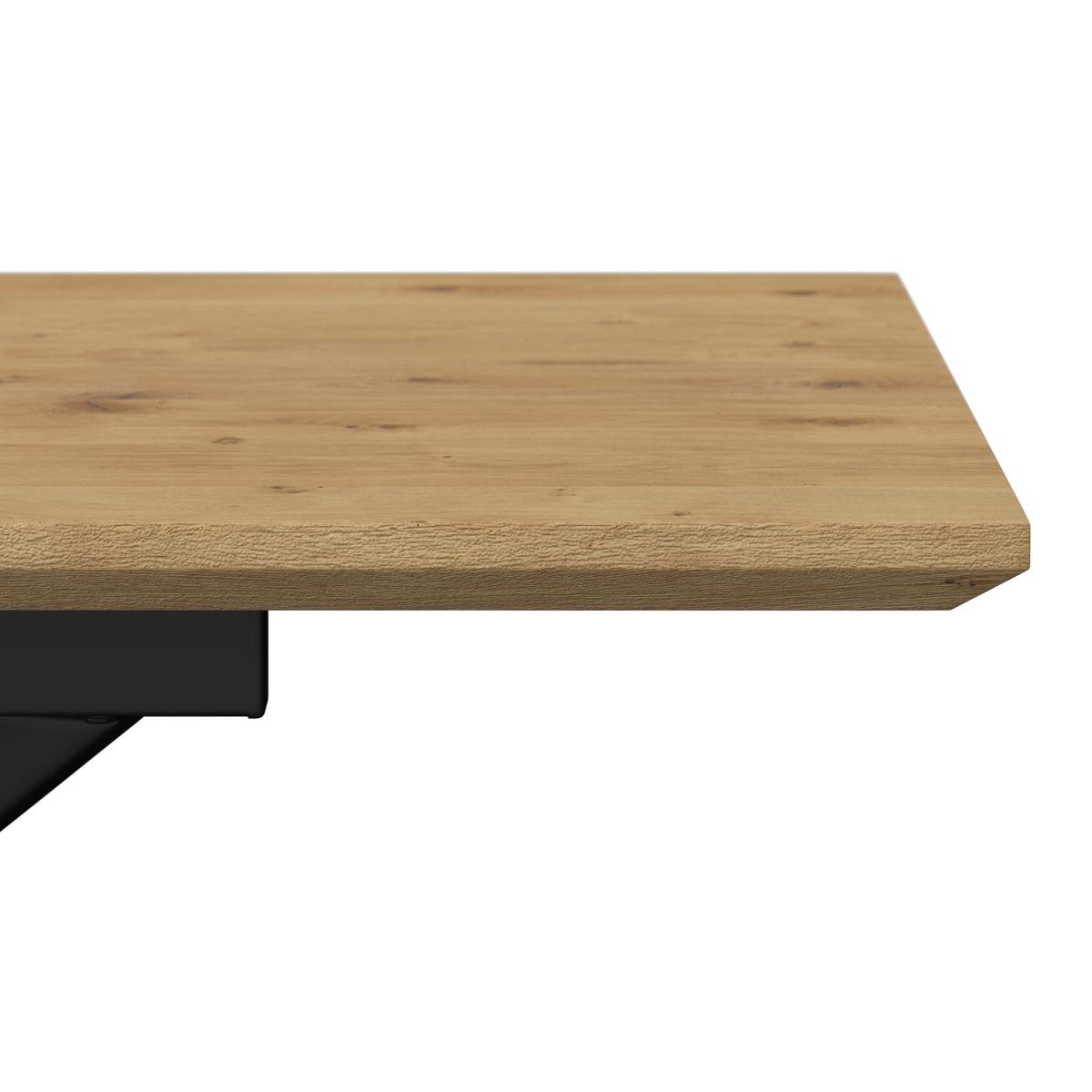 Esstisch ausziehbar Aki Eichefarben MDF - Eichefarben/Schwarz, MODERN, Holzwerkstoff/Metall (140-180/76/80cm) - Bessagi Home