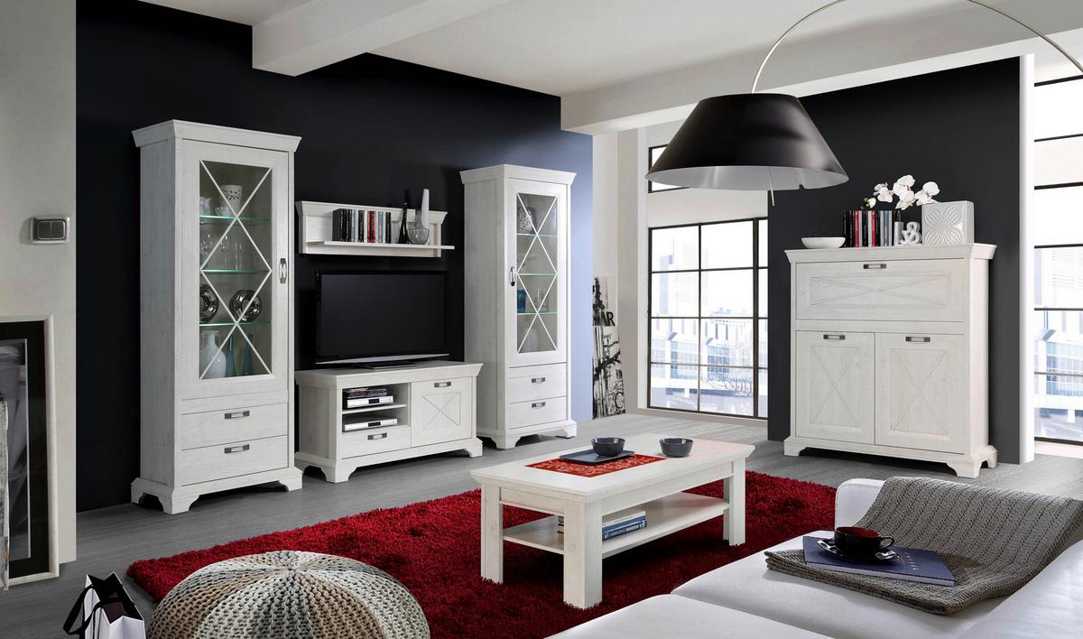 Comodă KASHMIR - alb, Konventionell, material pe bază de lemn (123,3/95,9/48,2cm) - Premium Living