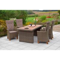 Gartensessel 2er-Set Toskana Metall/Holz/Kunststoff/Textil - Naturfarben/Akaziefarben, KONVENTIONELL, Holz/Kunststoff (66/111/61cm) - Gardenson