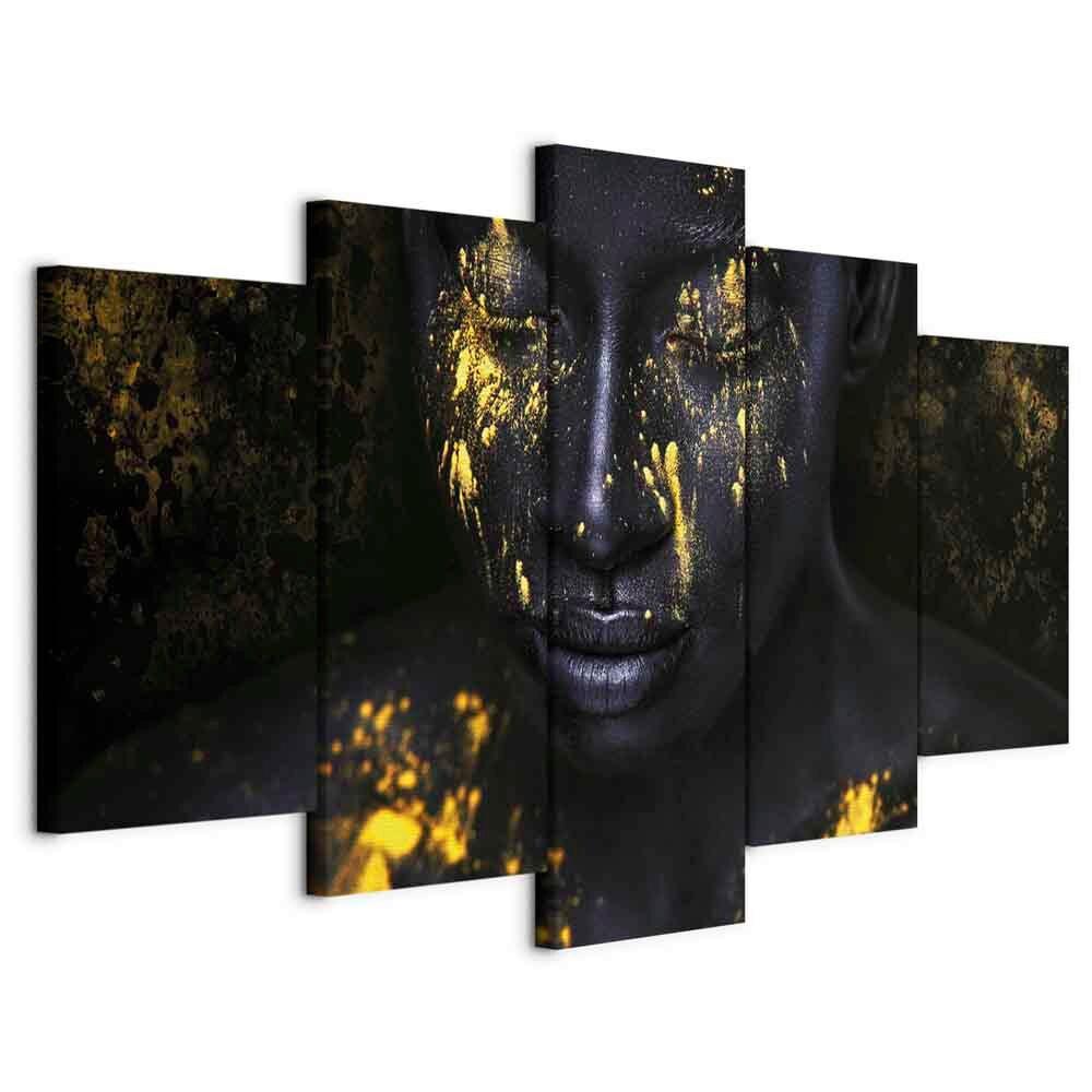 Slika Na Platnu Bathed In Gold - zlate barve/črna, Basics, tekstil/leseni material (100/50/1,2cm) - artgeist