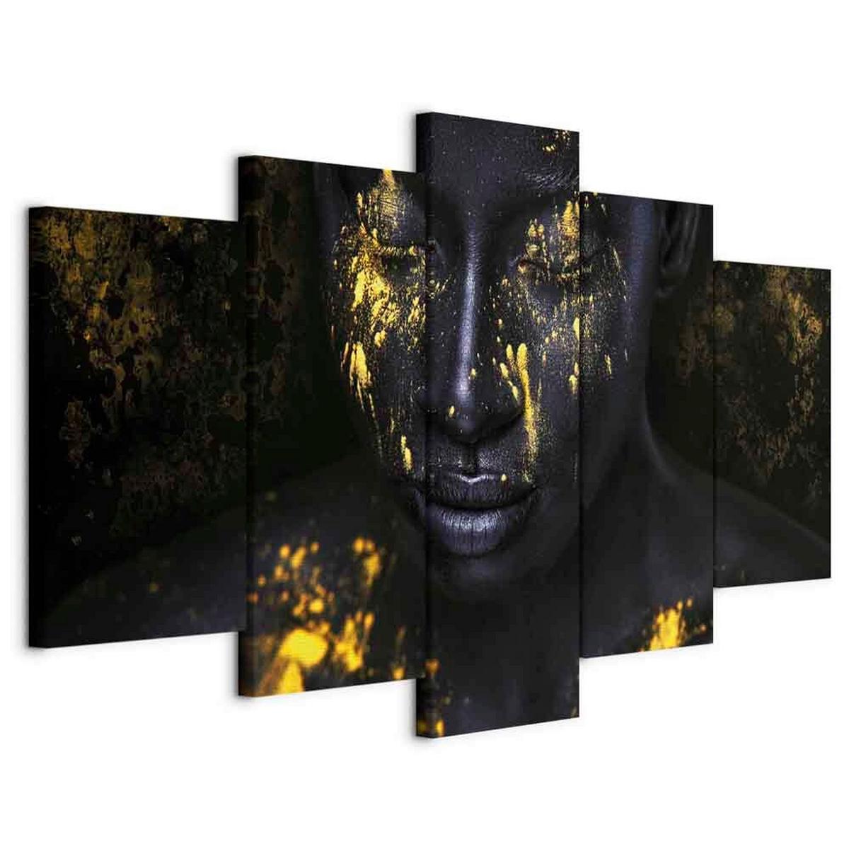 Slika Na Platnu Bathed In Gold - zlate barve/črna, Basics, tekstil/leseni material (200/100/1,2cm) - artgeist