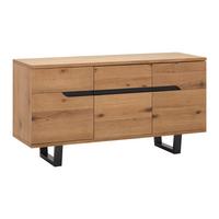 Sideboard Juno Eichenfarbe/ Schwarz Echtholz - Eichefarben/Schwarz, MODERN, Holz/Metall (150/78/47cm) - Bessagi Home
