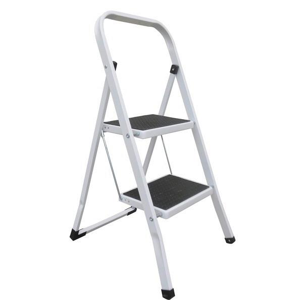 KLAPPTRITTLEITER 130003 - Weiss/Schwarz, Basics, Kunststoff/Metall (43,5/49/83,5cm) - Spirella