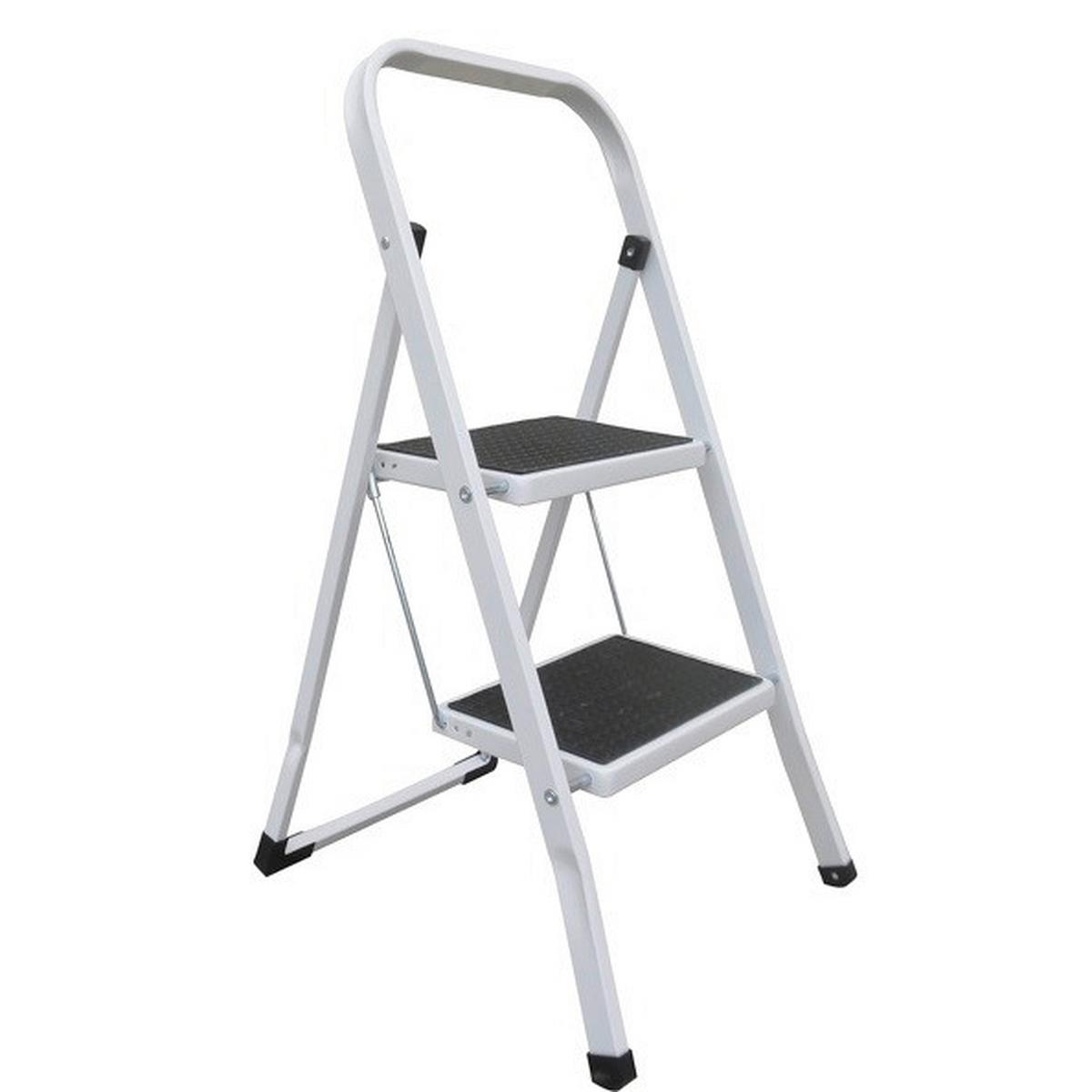 KLAPPTRITTLEITER 130003 - Weiss/Schwarz, Basics, Kunststoff/Metall (43,5/49/83,5cm) - Spirella