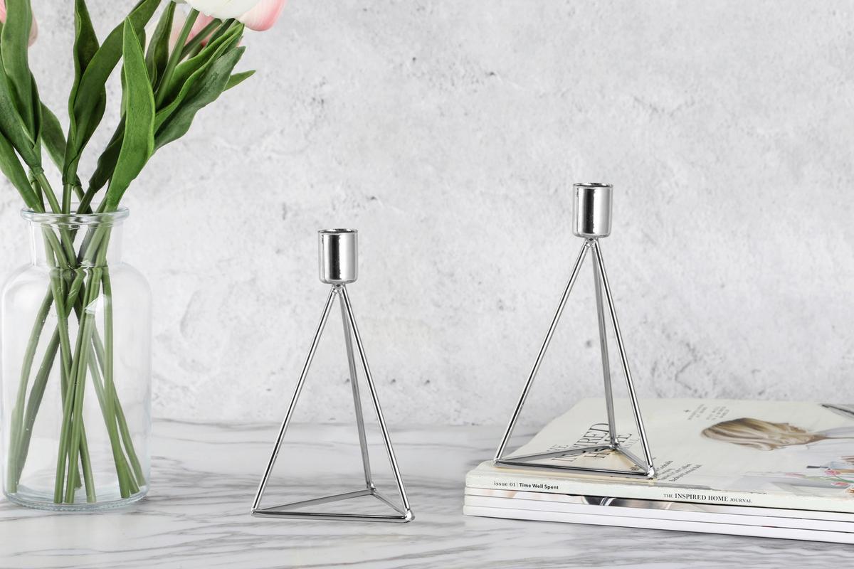 Kerzenhalter-Set Silberfarben 2-teilig - Silberfarben, Basics, Metall (9,5/16,5cm) - Echtwerk