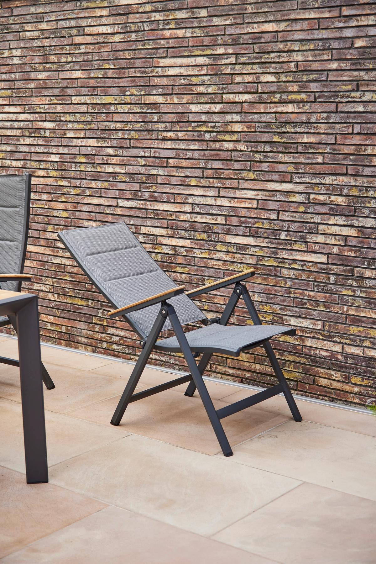 Gartenklappsessel Tesoro ca. 59x110 cm Anthr./Teakholz - Anthrazit, KONVENTIONELL, Holz/Kunststoff (59/110/68cm) - Siena Garden