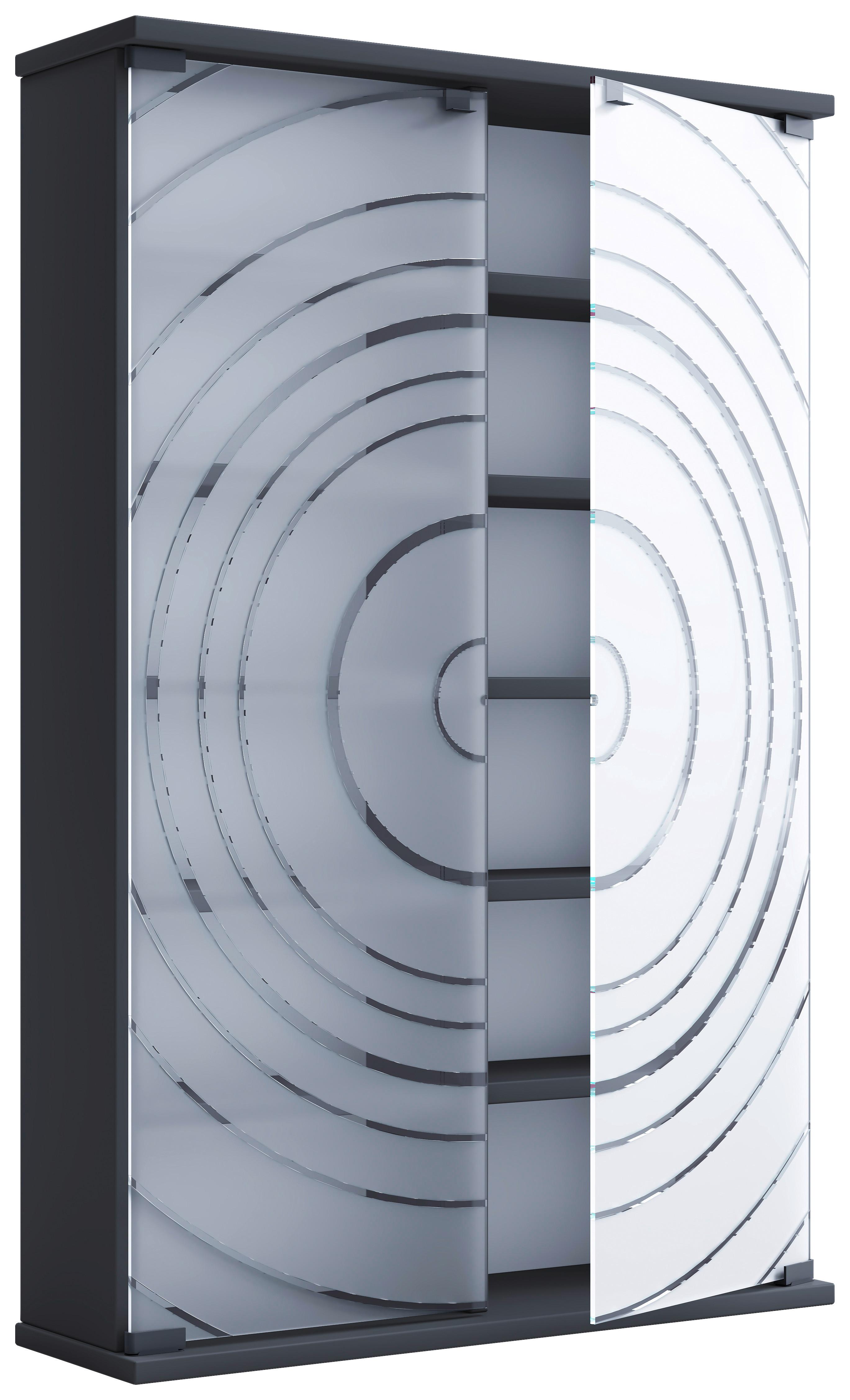 Regal Tilano L, Antracit - antracit, Design, steklo/leseni material (60/92/18cm) - MID.YOU
