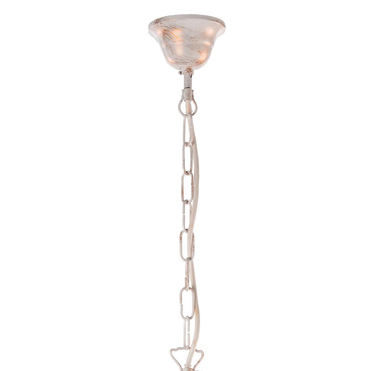 Kristall-Hängeleuchte Teresa Weiß max. 6 Watt - Weiß, KONVENTIONELL, Glas/Metall (70/105cm)