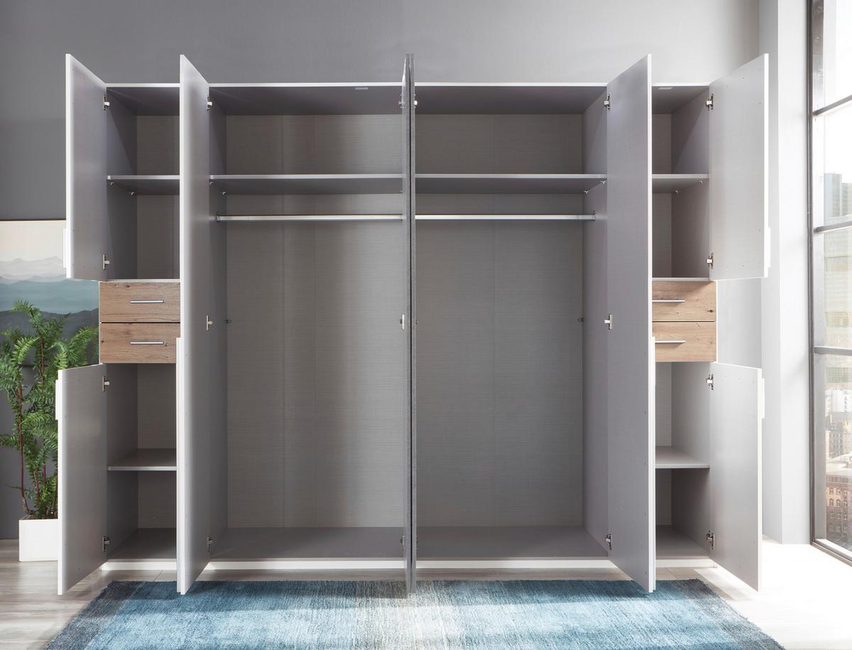 Ormar S Klasičnim Vratima Vegas - bijela/srebrne boje, Basics, drvni materijal (270/208/58cm) - Modern Living