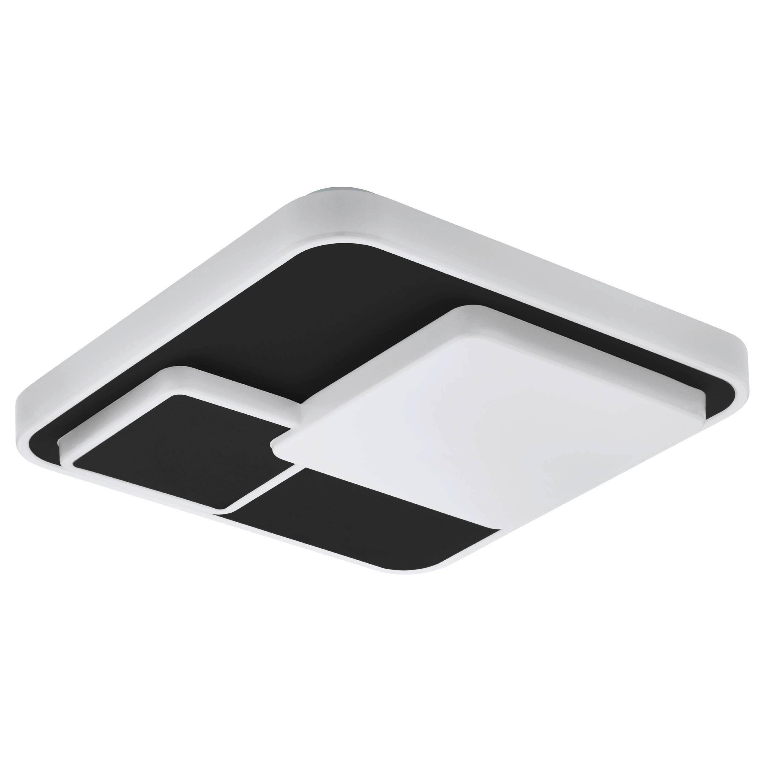 Deckenleuchte 75667 Lepreso Schwarz/weiss - Weiss/Schwarz, Basics, Kunststoff/Metall (38,5/38,5/7,5cm) - Eglo