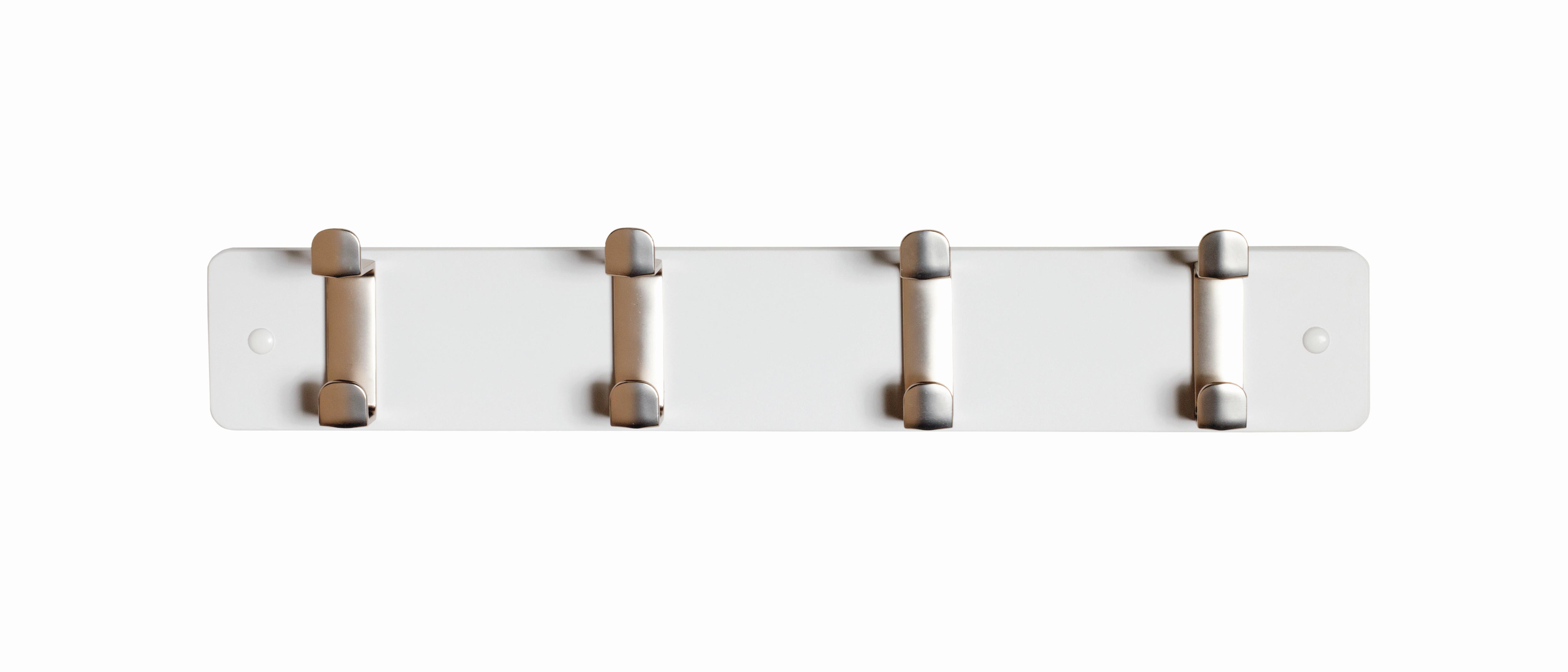 Hakenleiste Freddy 4 Weiß/Edelstahlfarben - Edelstahlfarben/Weiß, KONVENTIONELL, Holzwerkstoff/Metall (45/7/6cm) - Mömax