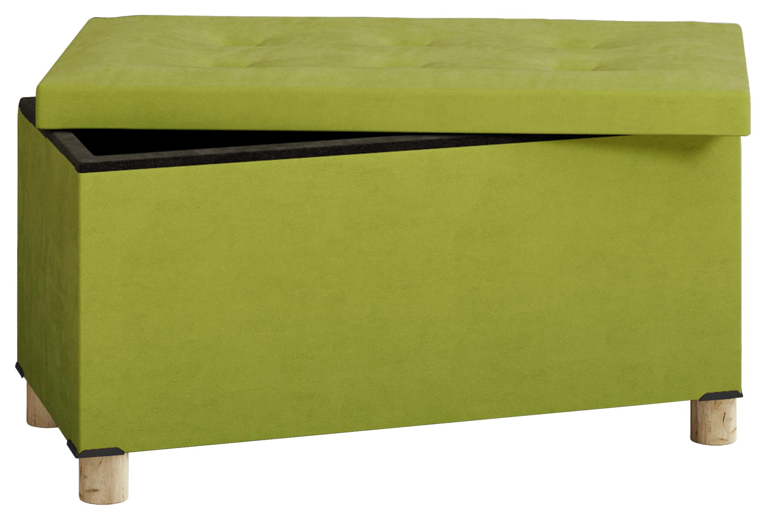 Klop S Skrinjo Sizos L, Zelena - zelena/rjava, Moderno, tekstil/leseni material (76/40/38cm) - MID.YOU
